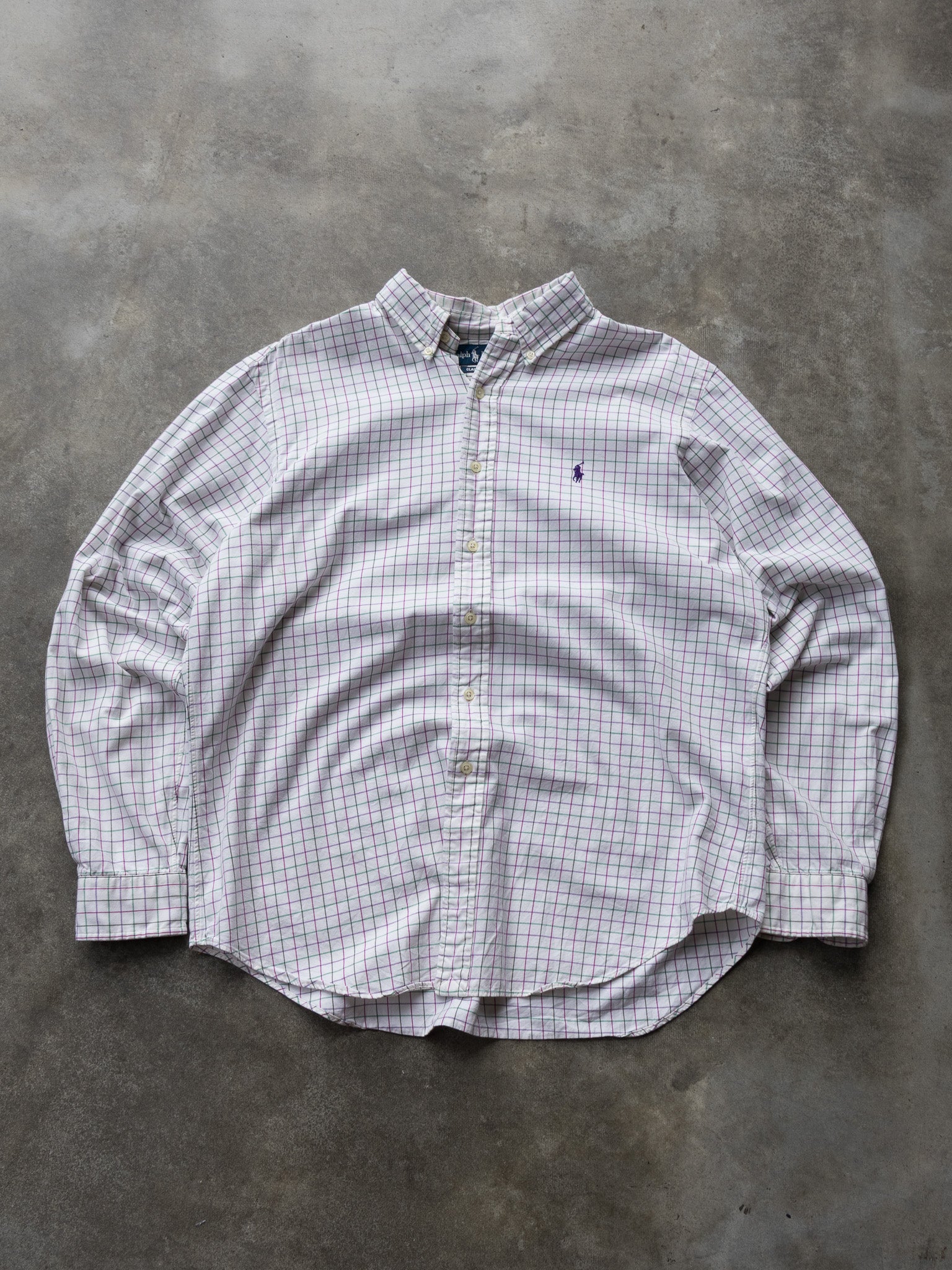 Vintage White & Pink Ralph Lauren Check Shirt (L)
