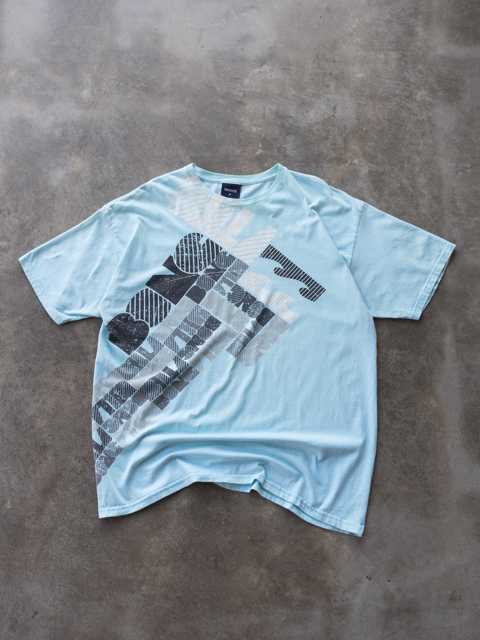 Vintage Baby Blue Billabong Graphic Tee (XL)