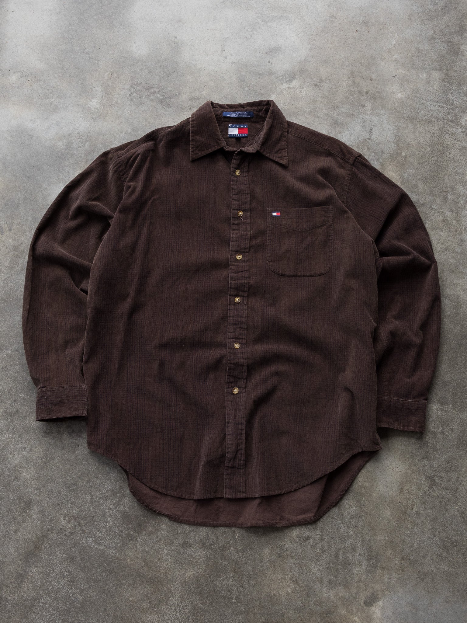 Vintage 00s Brown Tommy Hilfiger Corduroy Shirt (M)