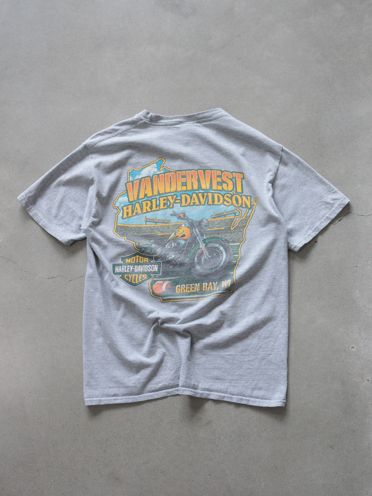Vintage Grey Harley-Davidson Green Bay Wisconsin Tee (M)