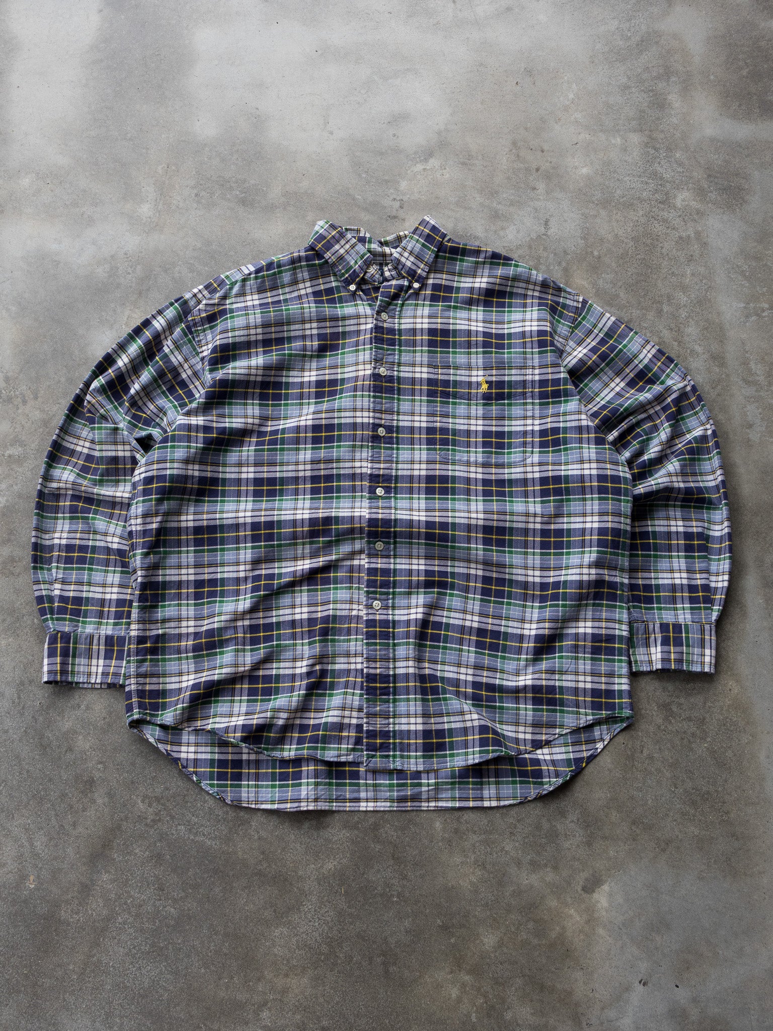 Vintage 90s Navy & Green Plaid Ralph Lauren Big Shirt (L)