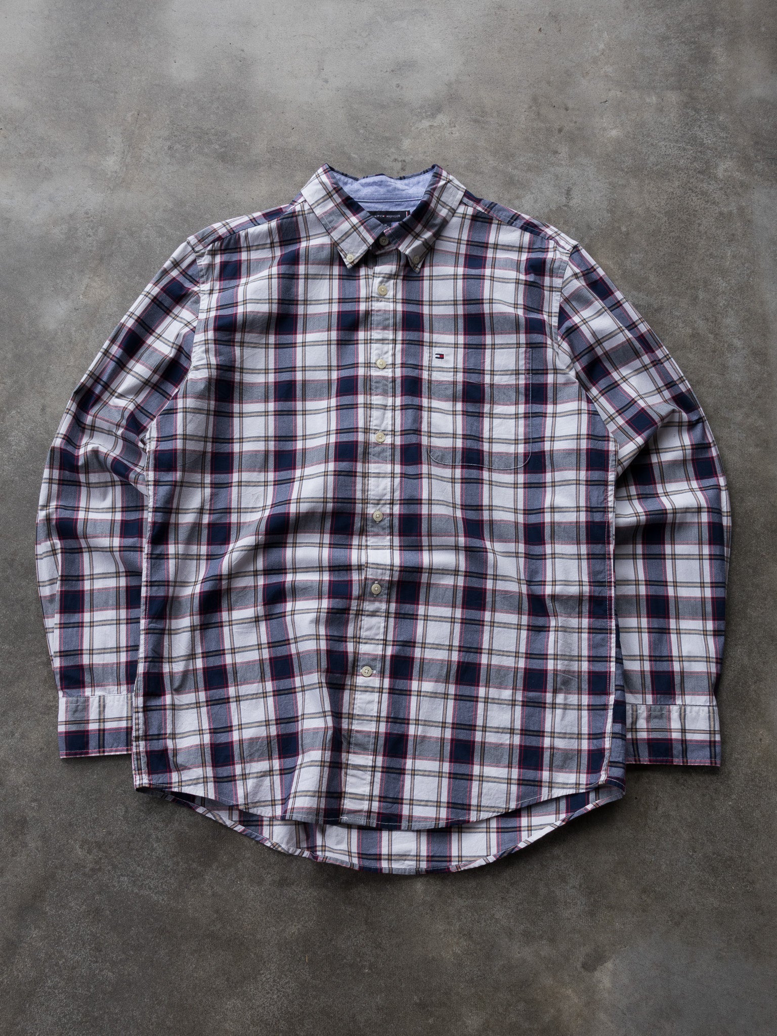Vintage 00s Red, White & Blue Tommy Hilfiger Plaid Shirt (L)
