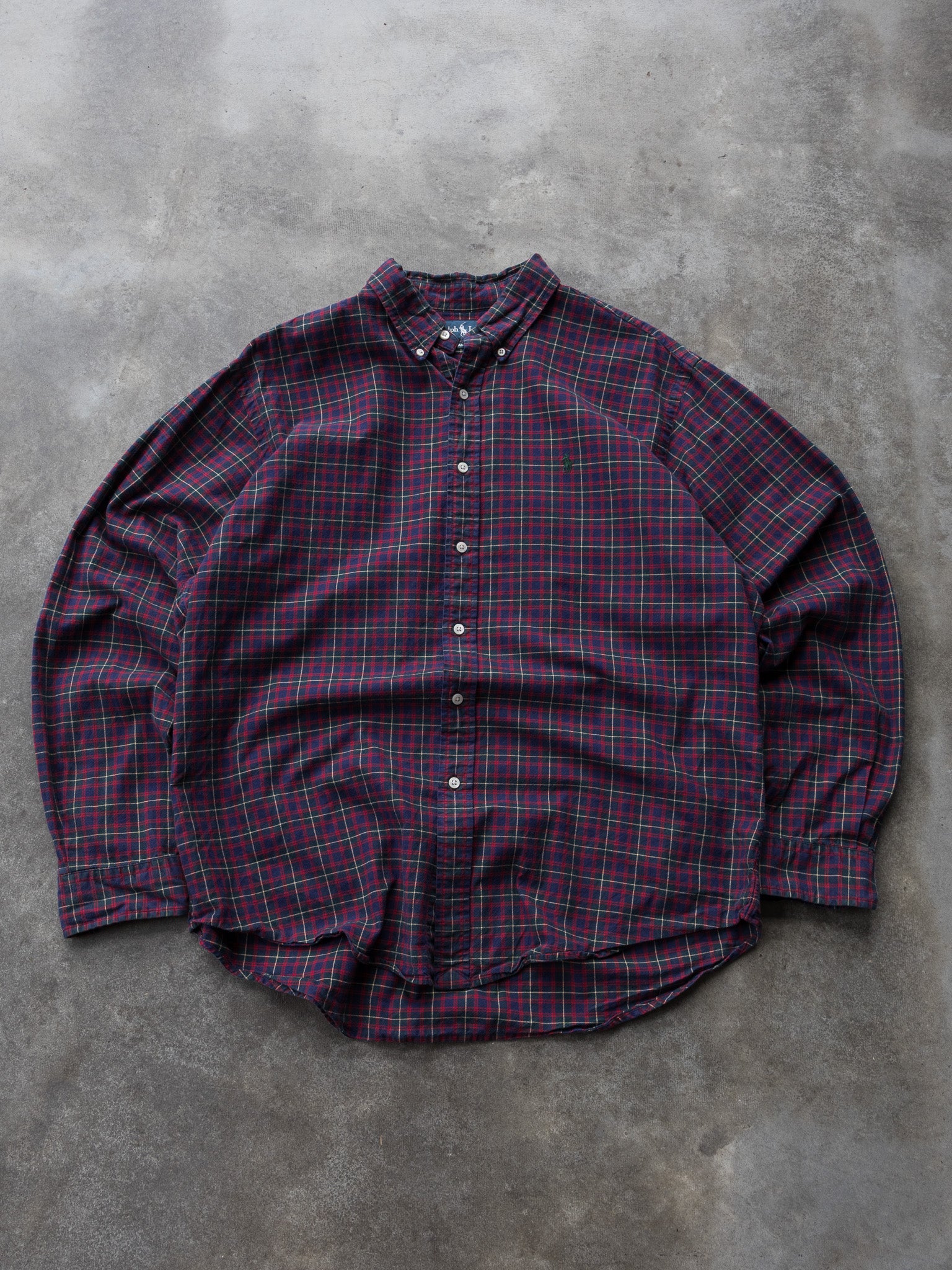 Vintage 00s Red & Navy Ralph Lauren Plaid Shirt (XL)
