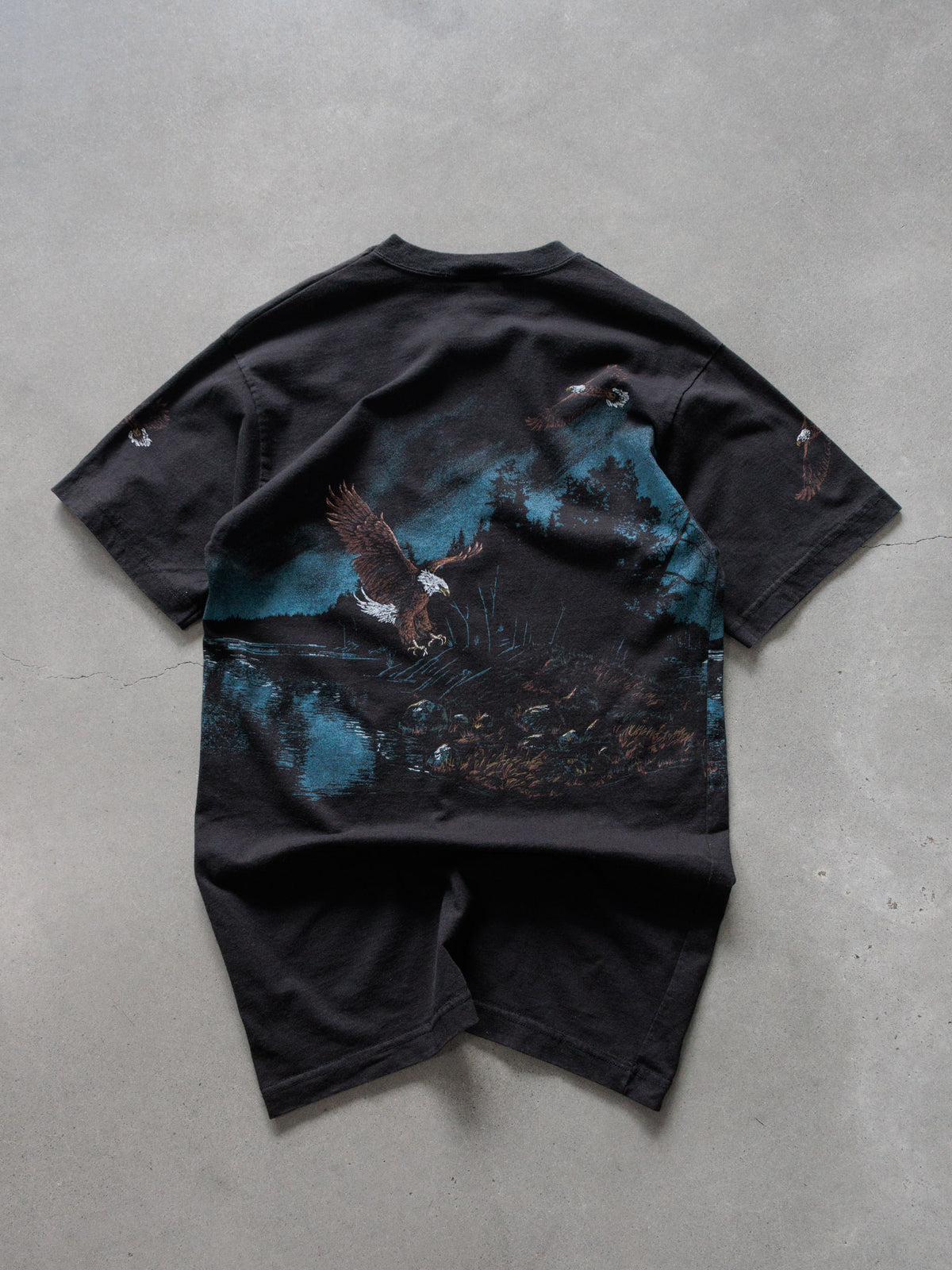 Vintage 90s Black Bald Eagle Tee (M)