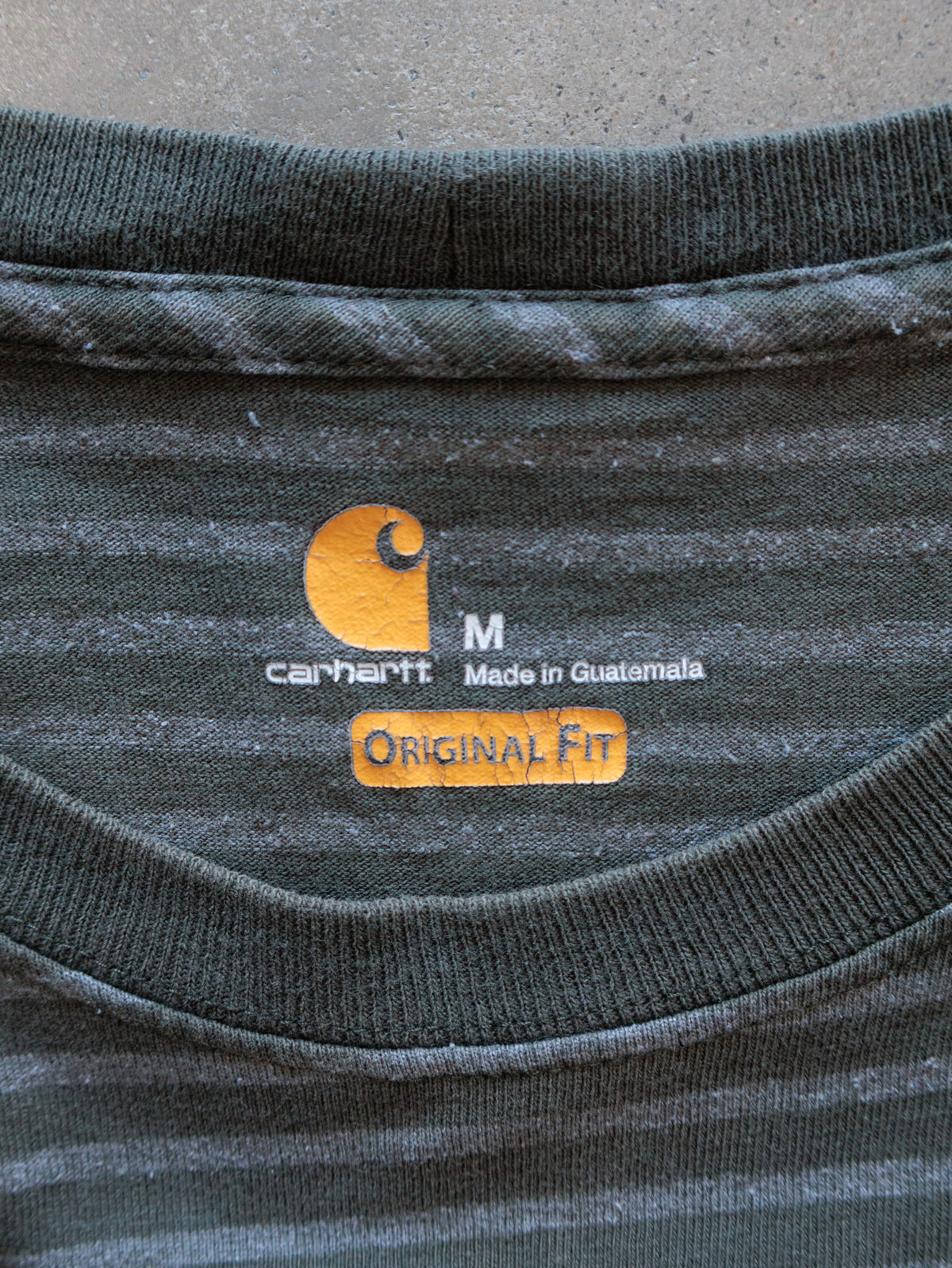 Vintage Green Striped Carhartt Pocket Tee (M)