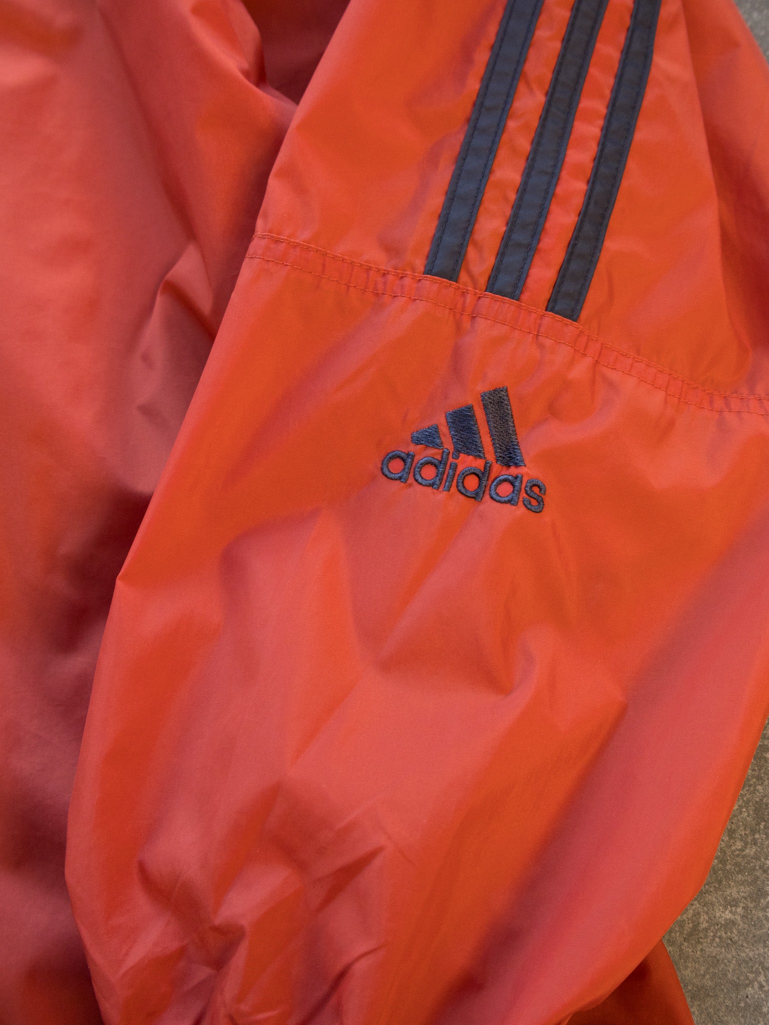 Vintage Orange Adidas 3-Stripe Windbreaker Jacket (XL)