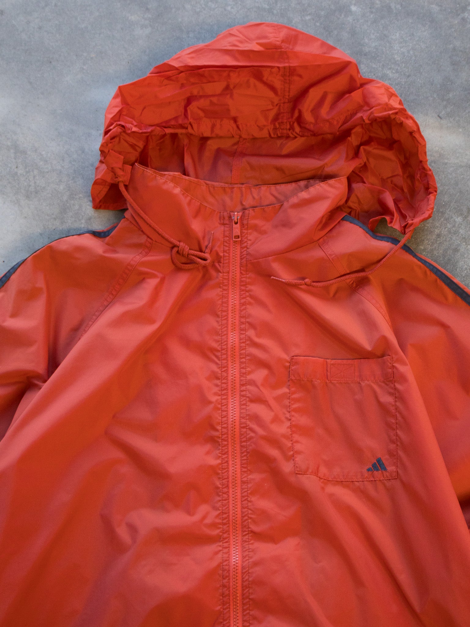 Vintage Orange Adidas 3-Stripe Windbreaker Jacket (XL)