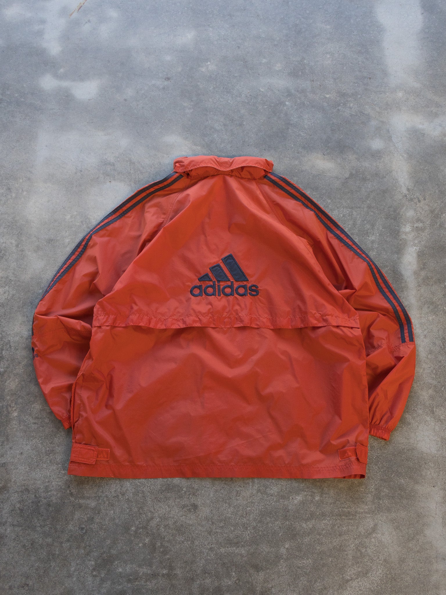 Vintage Orange Adidas 3-Stripe Windbreaker Jacket (XL)