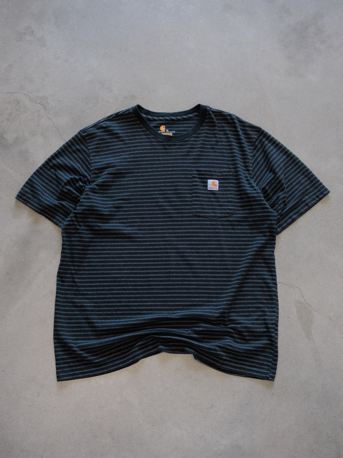 Vintage Black Striped Carhartt Pocket Tee (XL)