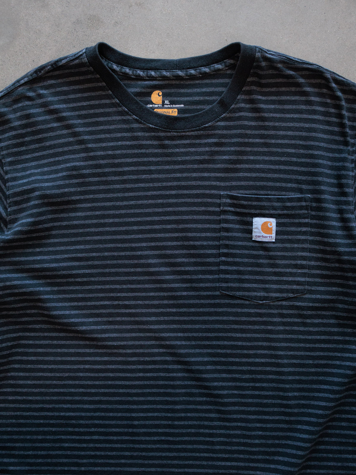 Vintage Black Striped Carhartt Pocket Tee (XL)