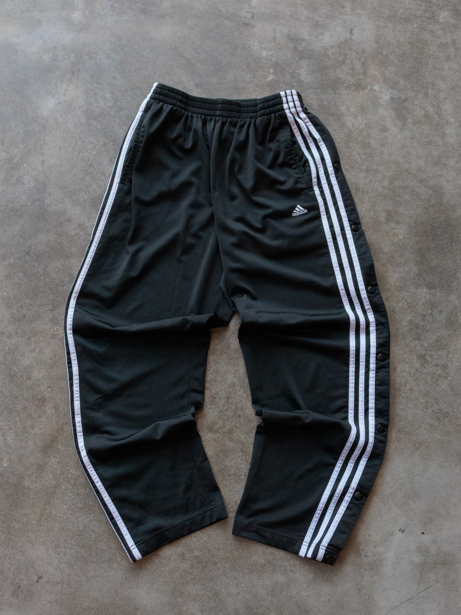 Vintage 00s Black Adidas Snap Track Pants (M)