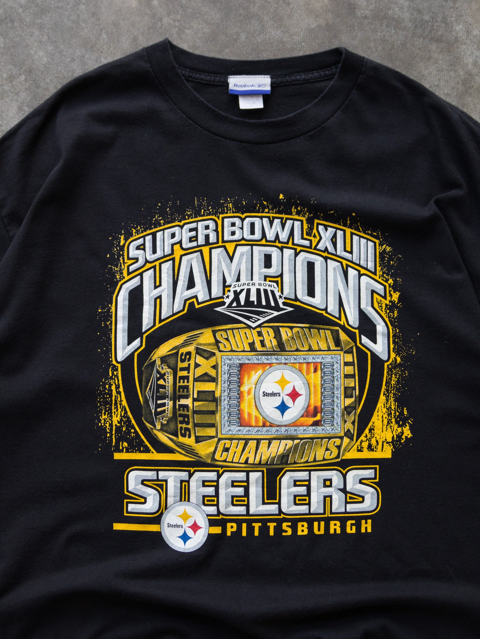 Vintage 2009 Pittsburgh Steelers Super Bowl Champions Ring Tee (XL)