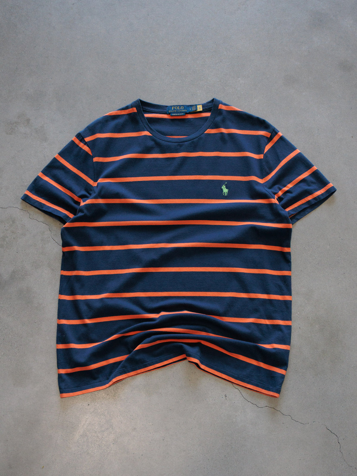 Vintage Navy Striped Polo Ralph Lauren Tee (L)