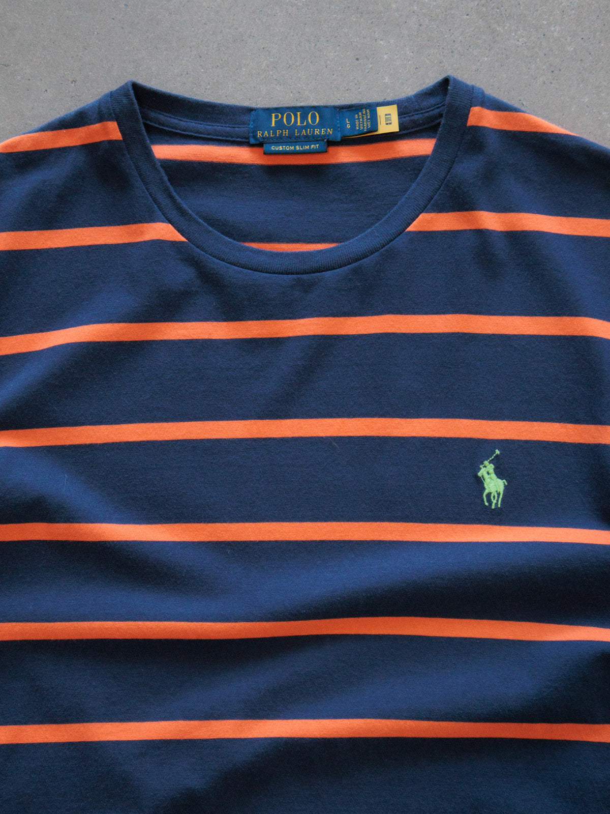 Vintage Navy Striped Polo Ralph Lauren Tee (L)