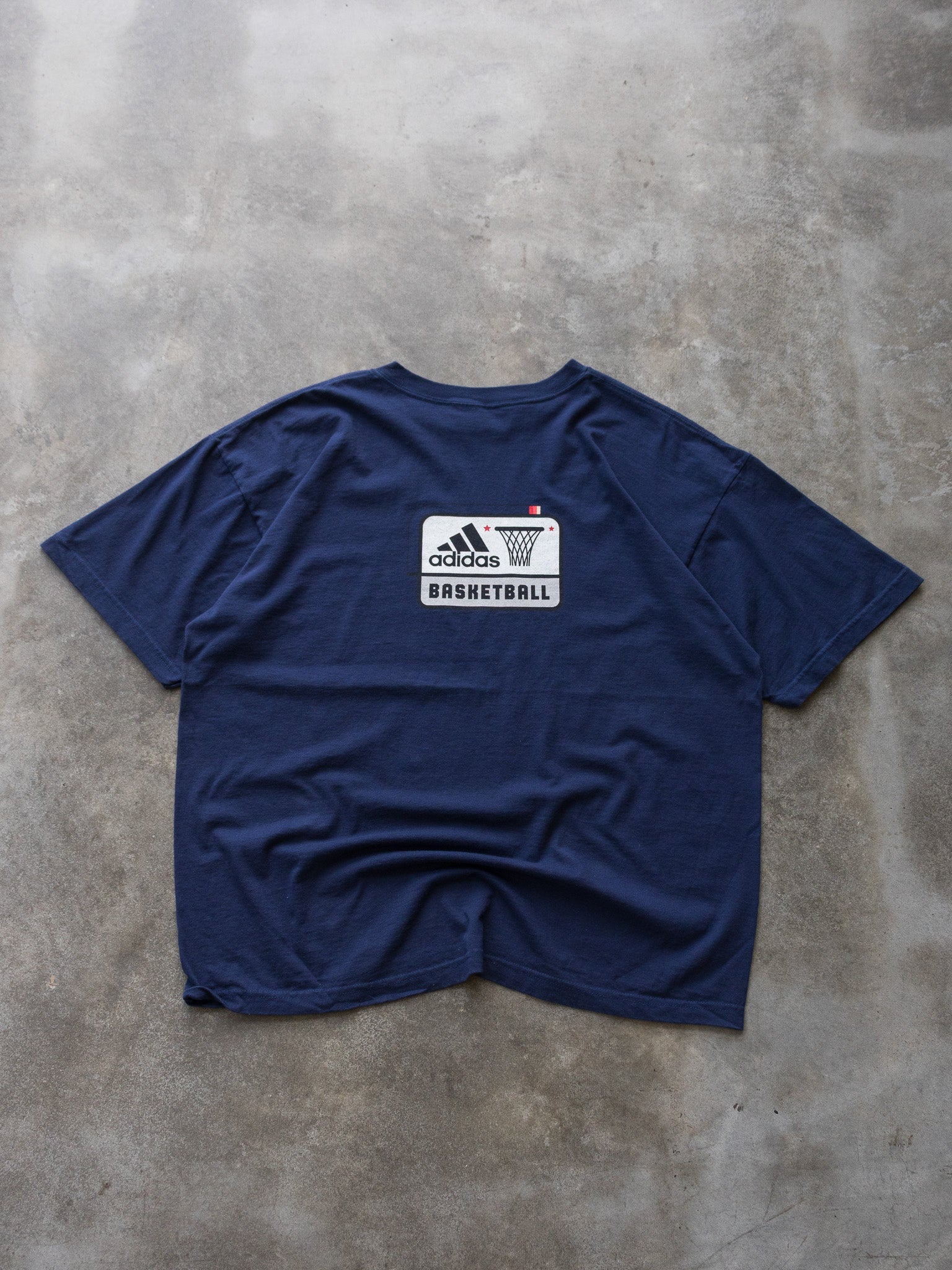 Vintage 00s Navy Adidas Basketball Graphic Tee (XL)