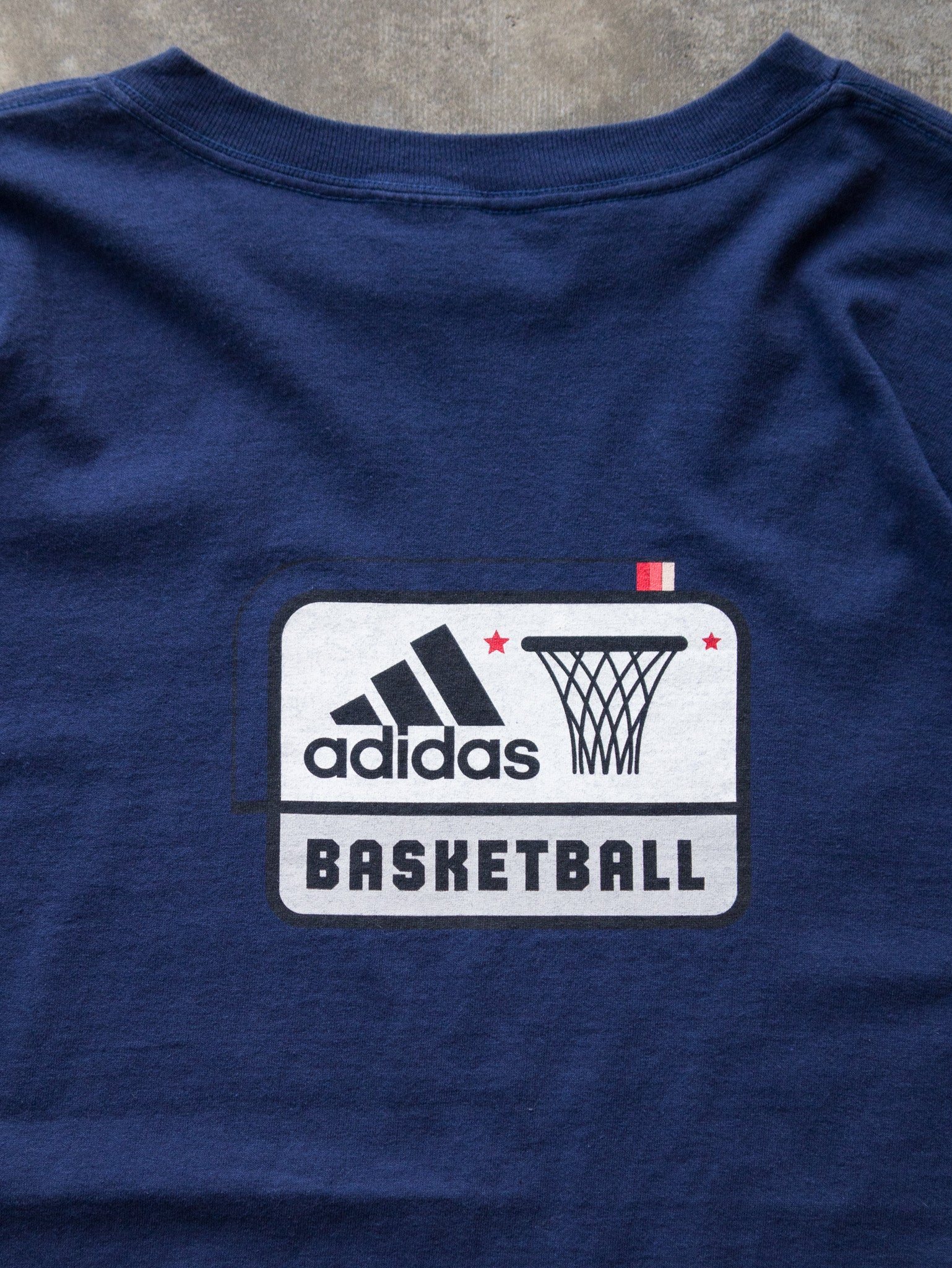 Vintage 00s Navy Adidas Basketball Graphic Tee (XL)