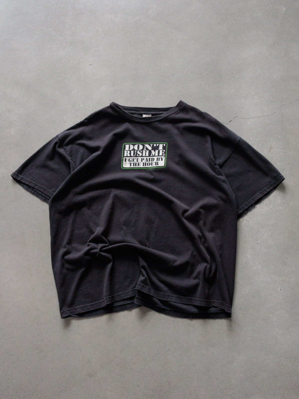 Vintage 00s Black Don't Rush Me Slogan Tee (2XL)