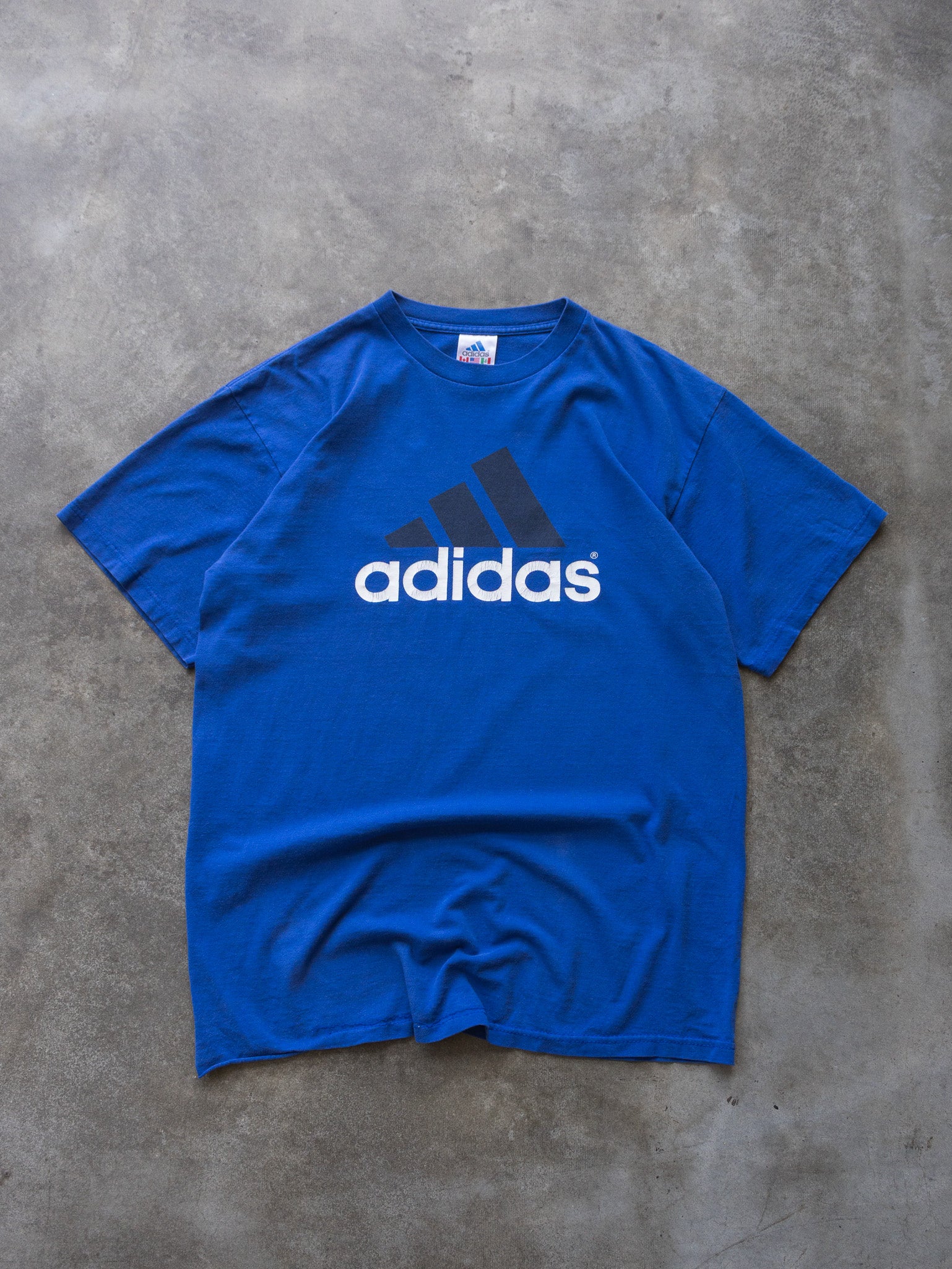 Vintage 00s Blue Adidas Logo Tee (M)