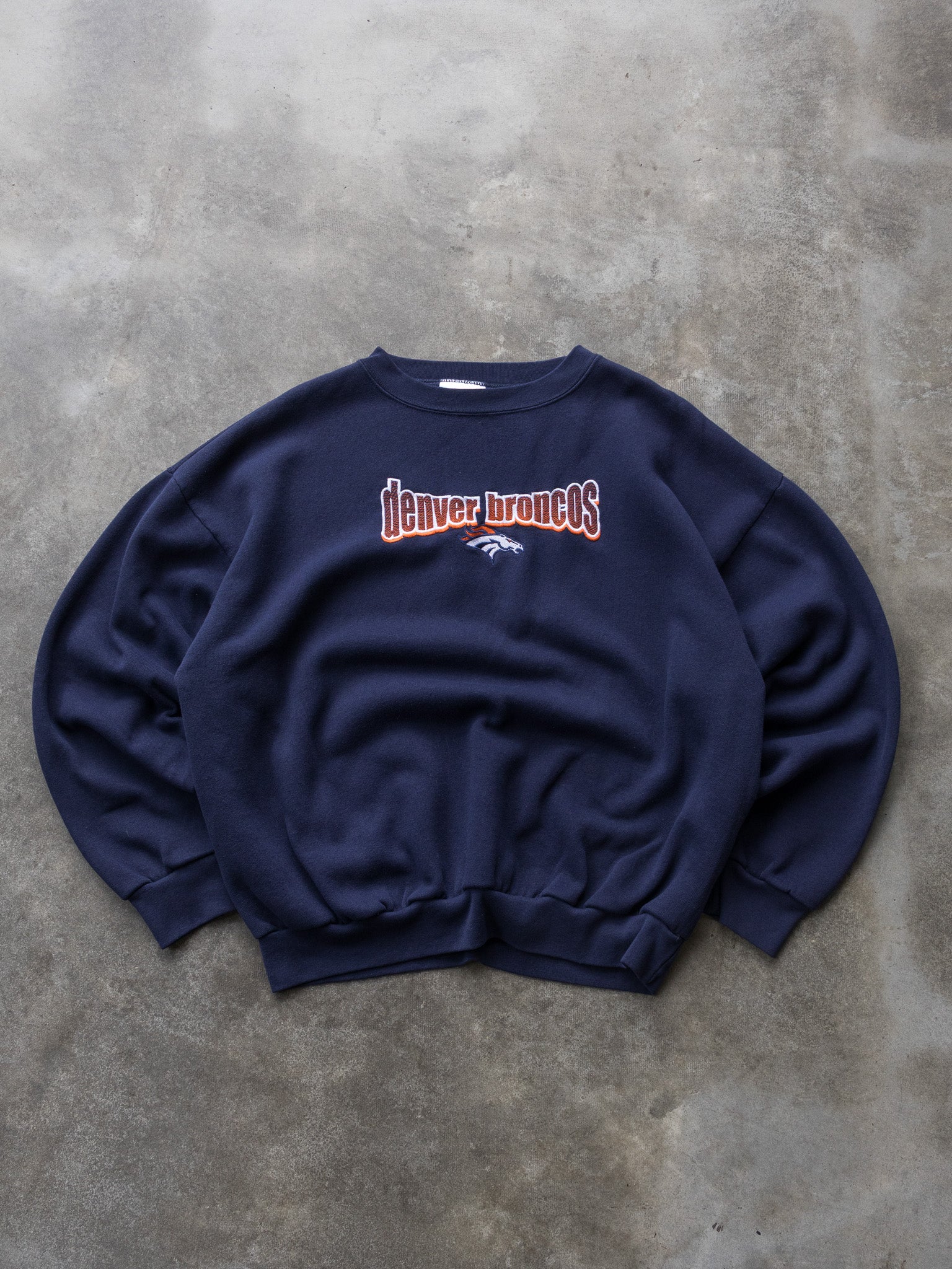 Vintage 90s Navy Denver Broncos Sweatshirt (2XL)