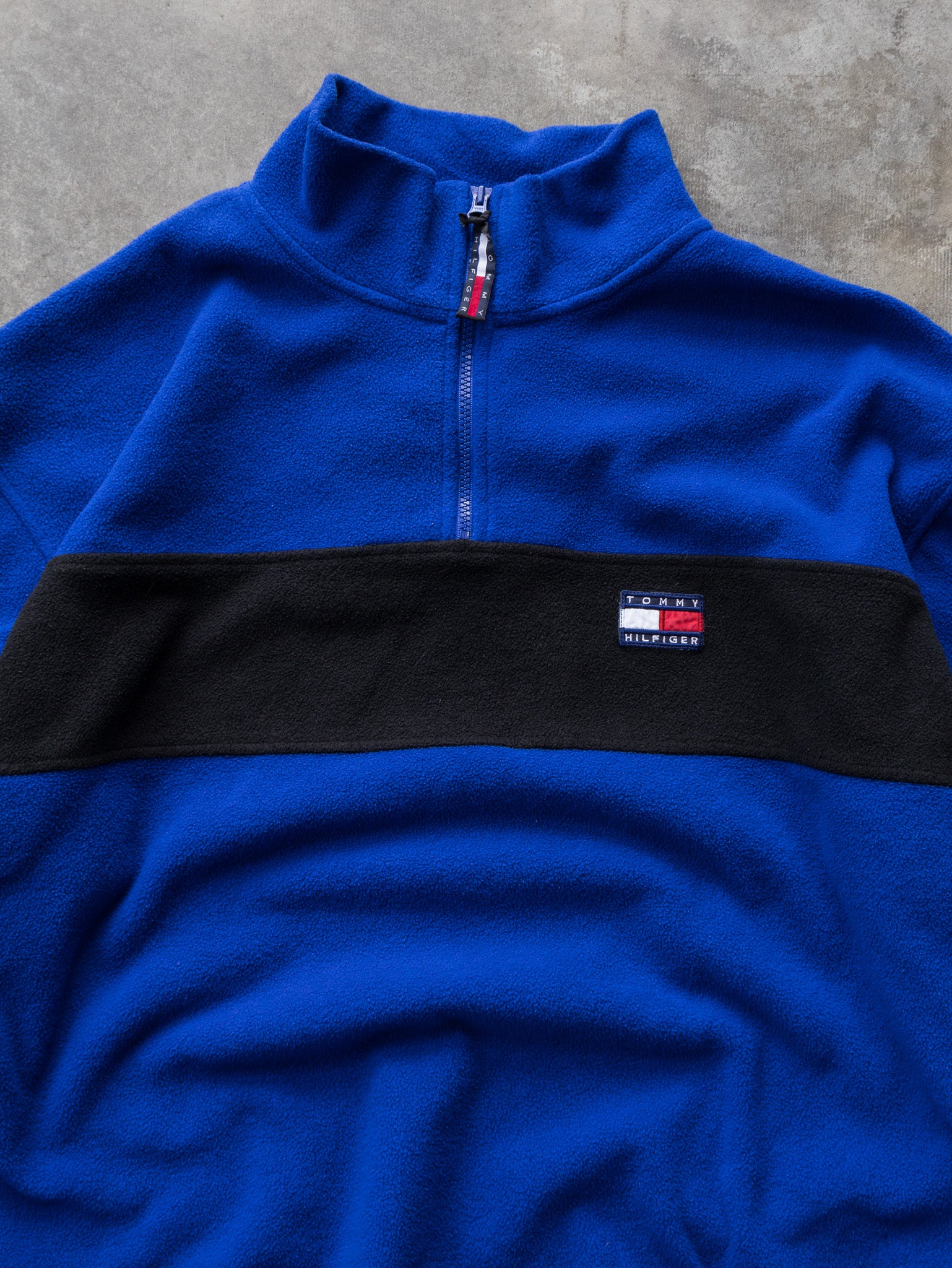 Vintage 00s Blue Tommy Hilfiger Quarter Zip Fleece Sweatshirt (XL)