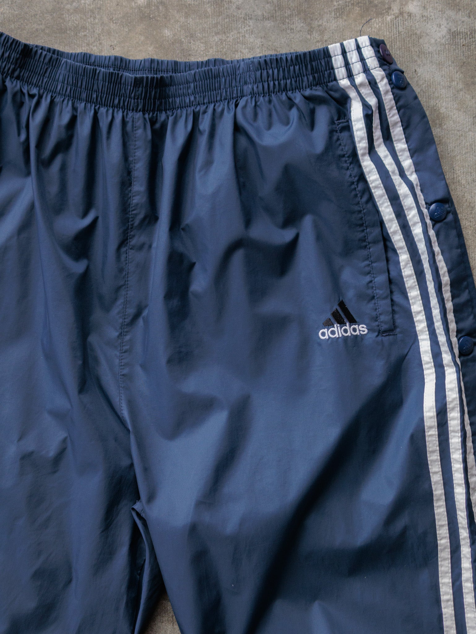 Vintage 00s Navy Adidas Snap Track Pants (M)