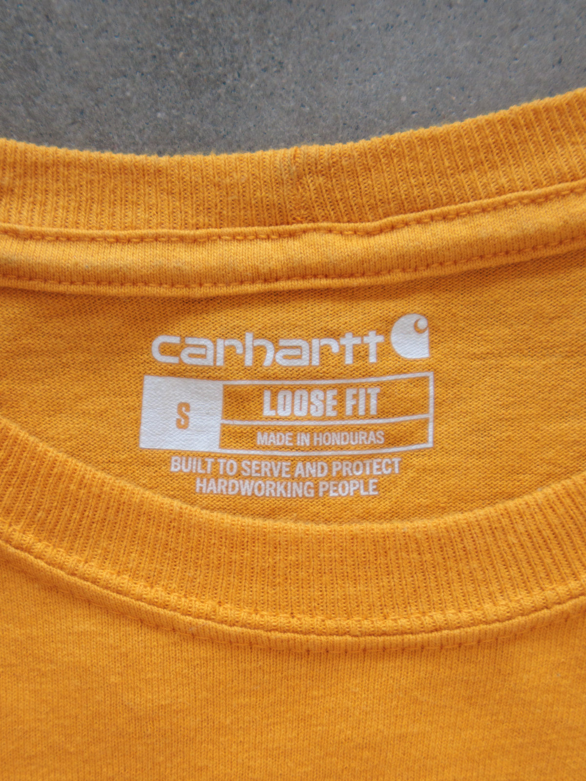 Vintage Yellow Carhartt Pocket Long Sleeve Tee (S)