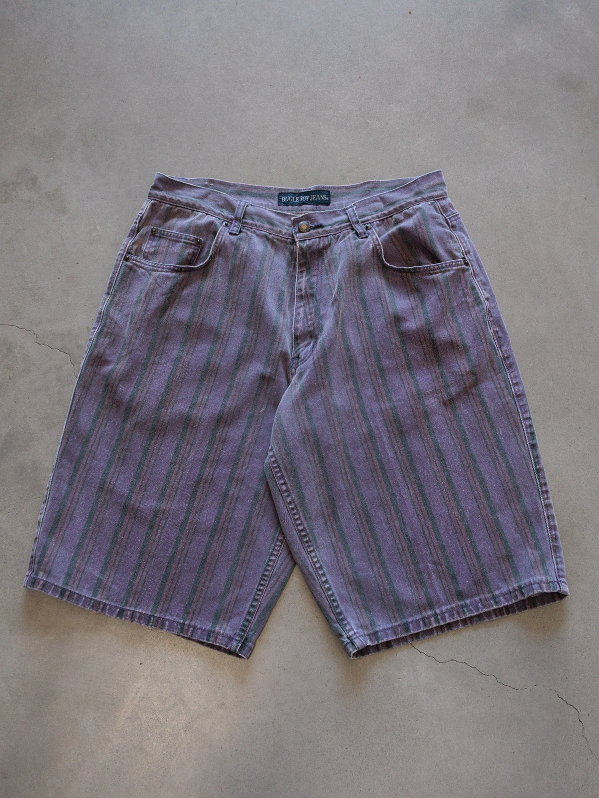 Vintage 90s Purple Striped Bugle Boy Denim Shorts (W34)