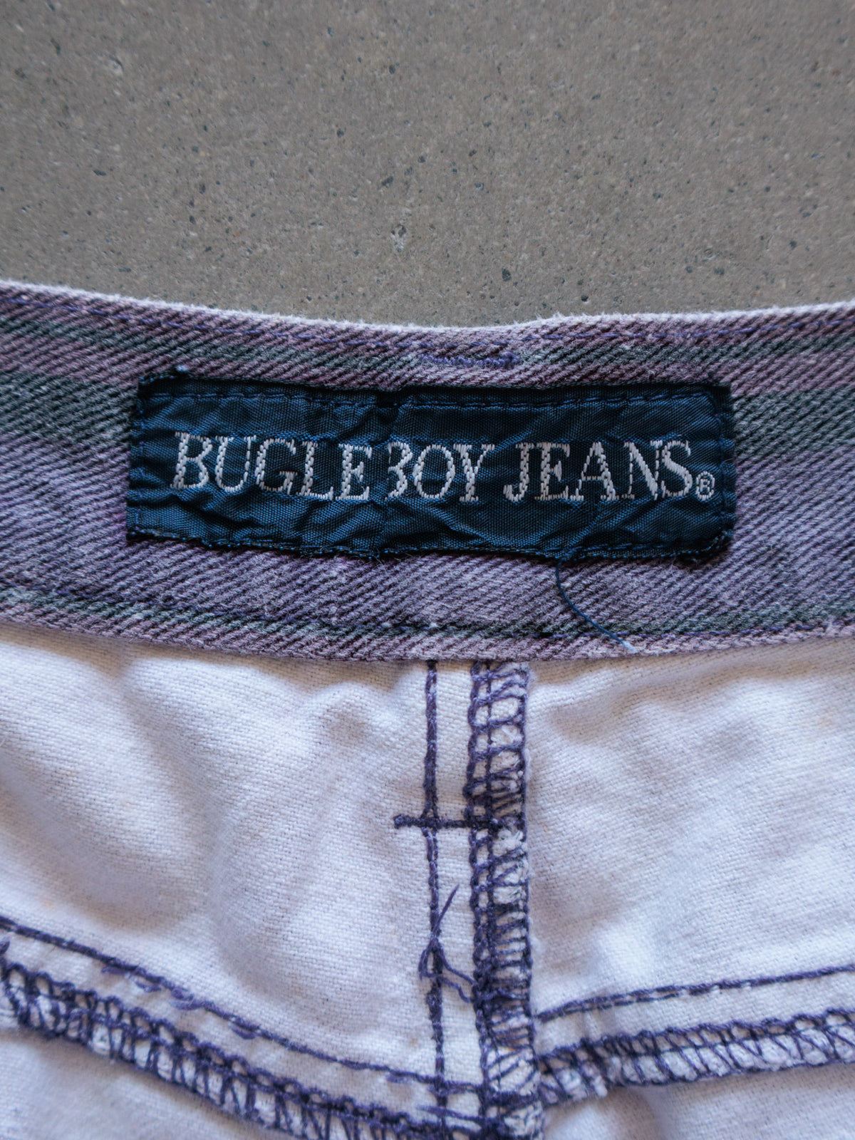 Vintage 90s Purple Striped Bugle Boy Denim Shorts (W34)