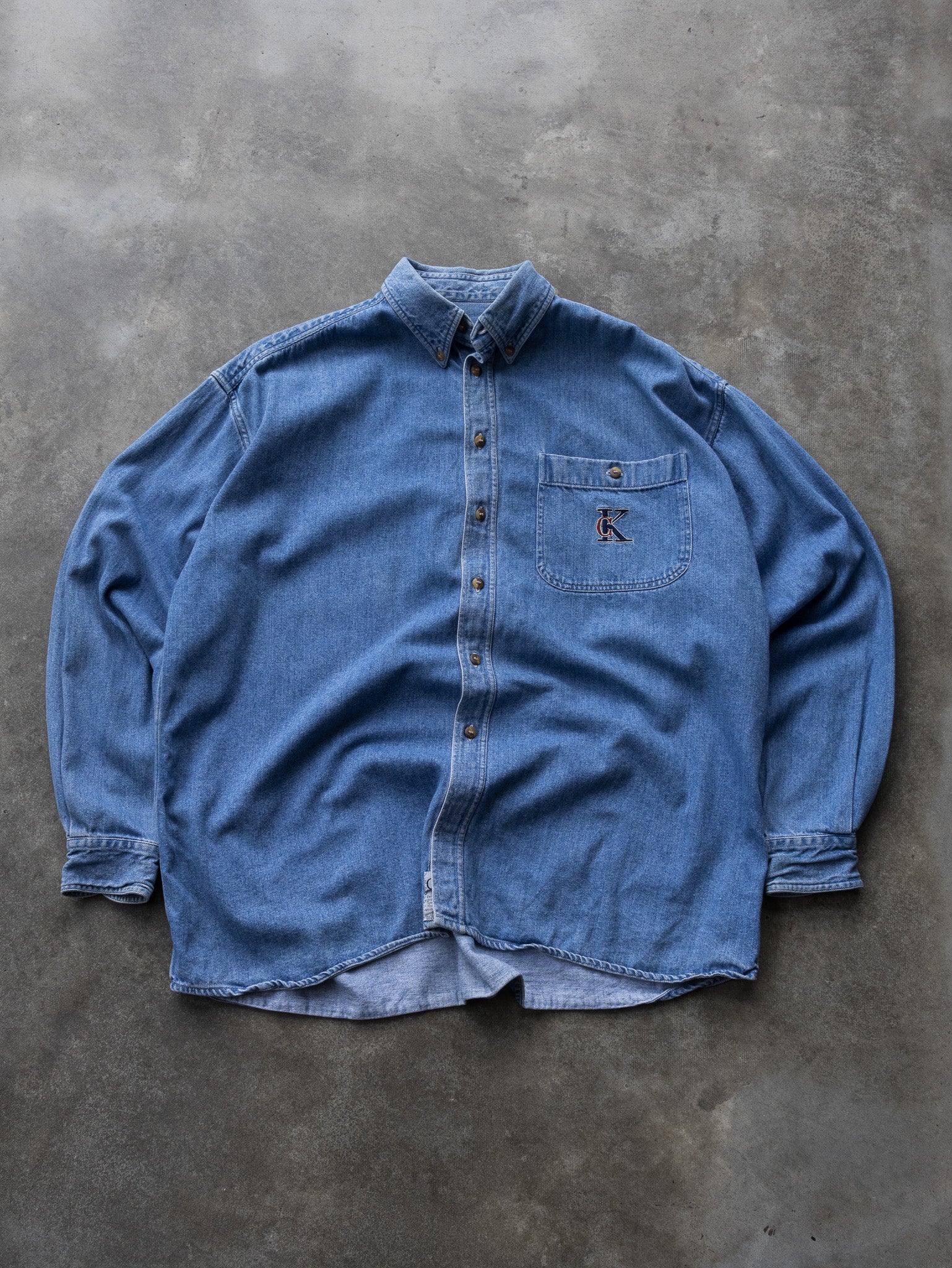 Vintage 90s Blue Calvin Klein Jeans Denim Shirt (XL)