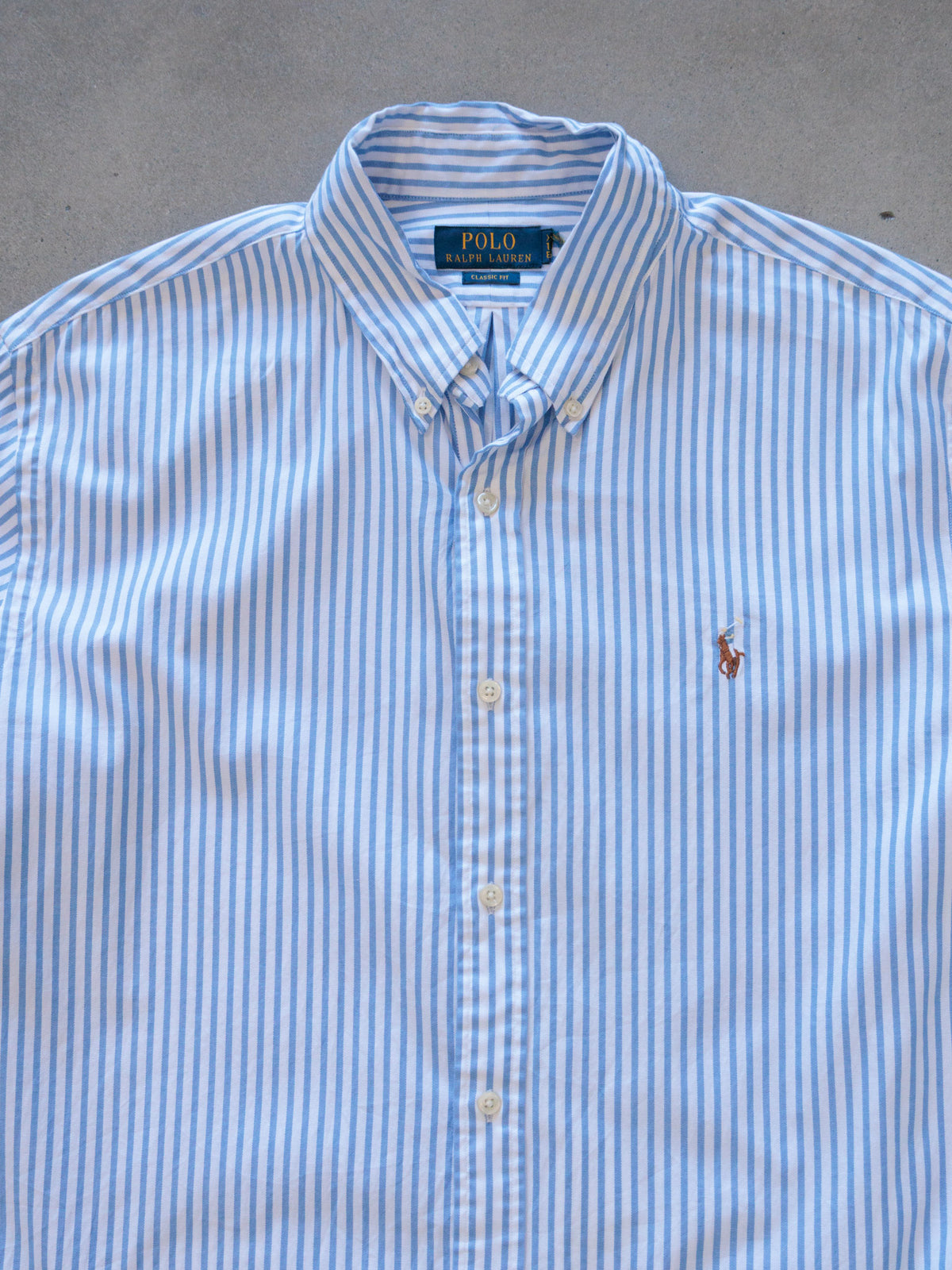 Vintage Blue Striped Polo Ralph Lauren Shirt (-)