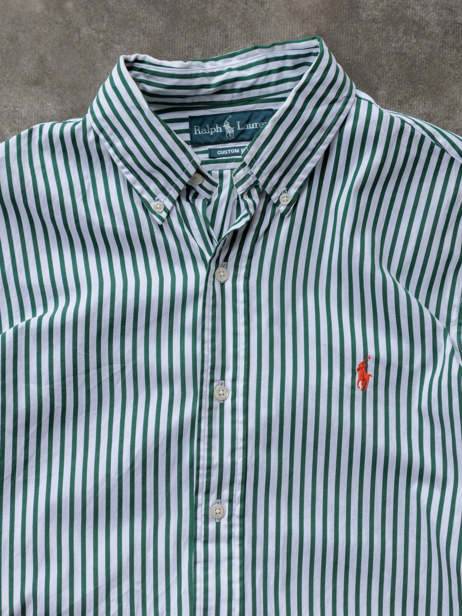 Vintage 00s Green Striped Ralph Lauren Shirt (M)