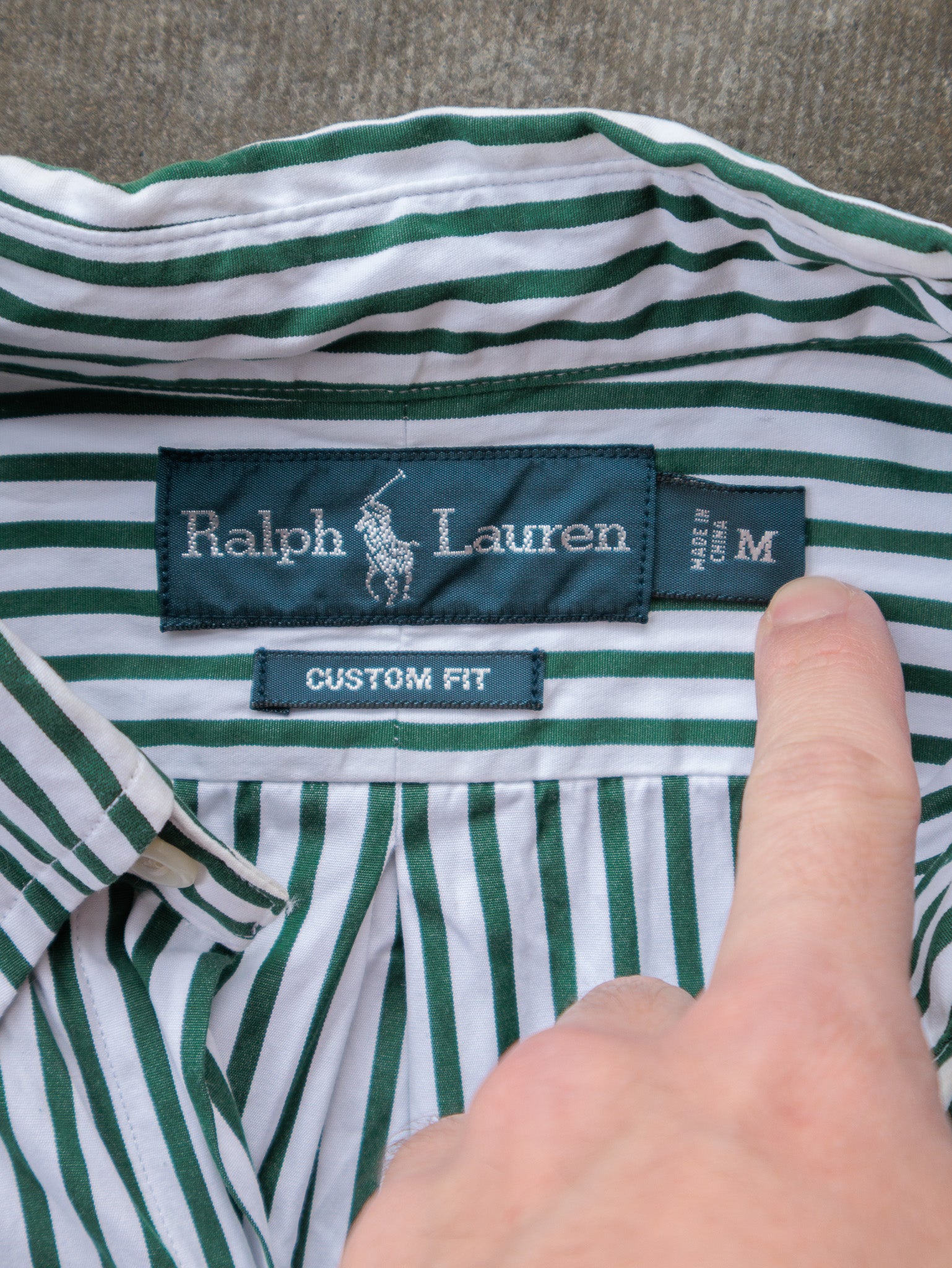 Vintage 00s Green Striped Ralph Lauren Shirt (M)