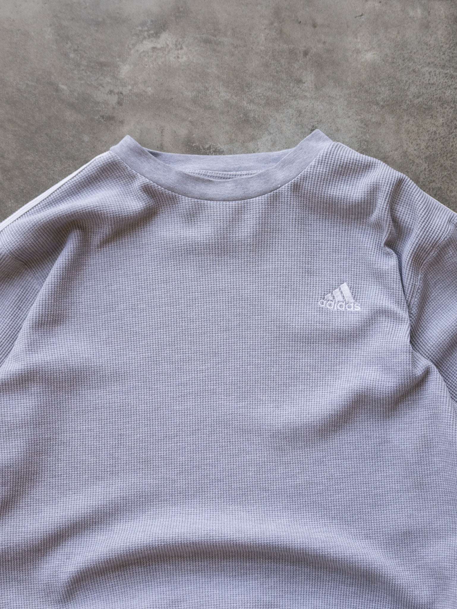 Vintage 00s Grey Adidas Waffle Knit Long Sleeve (L)