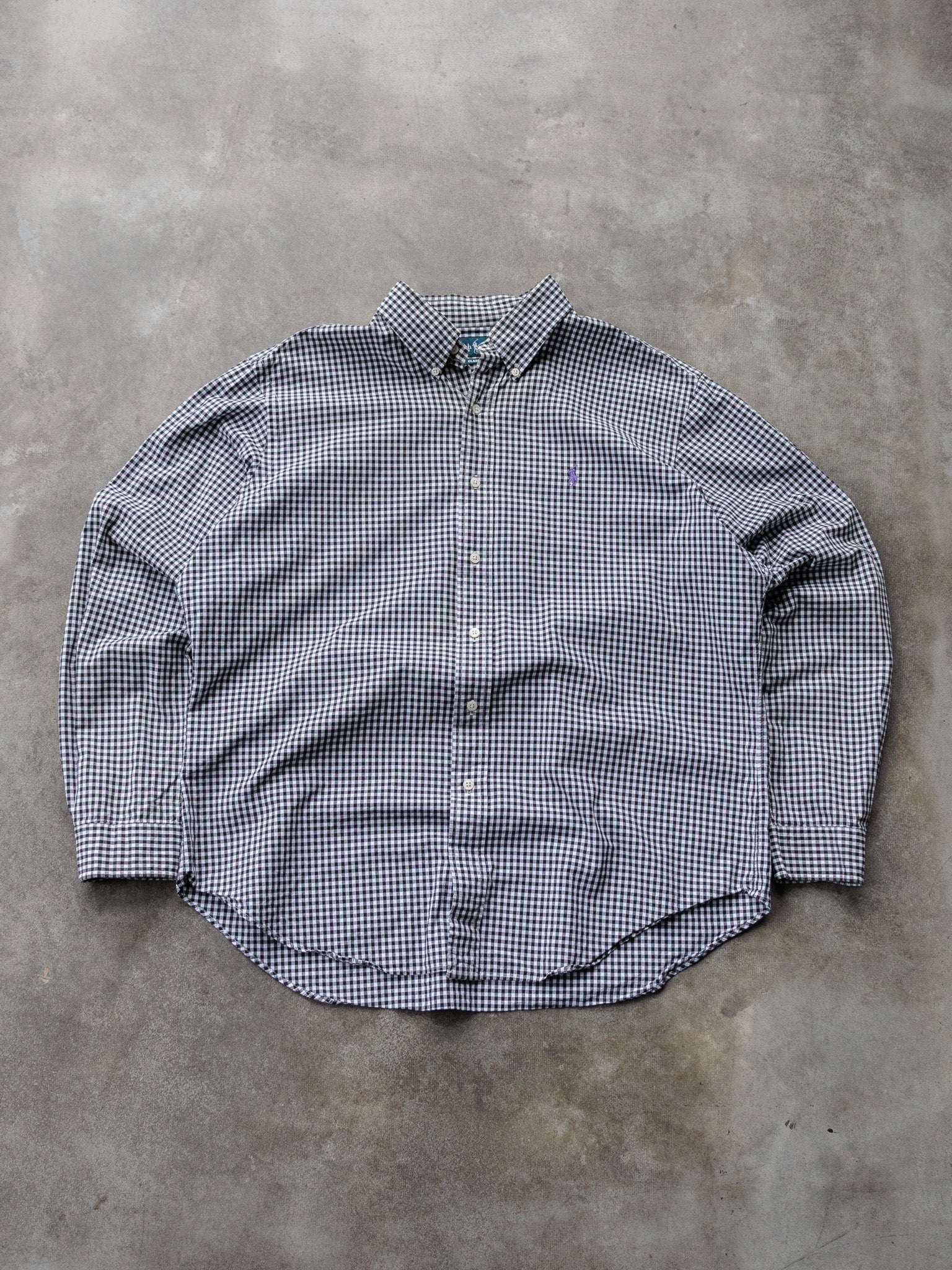 Vintage Black Gingham Ralph Lauren Shirt (XL)