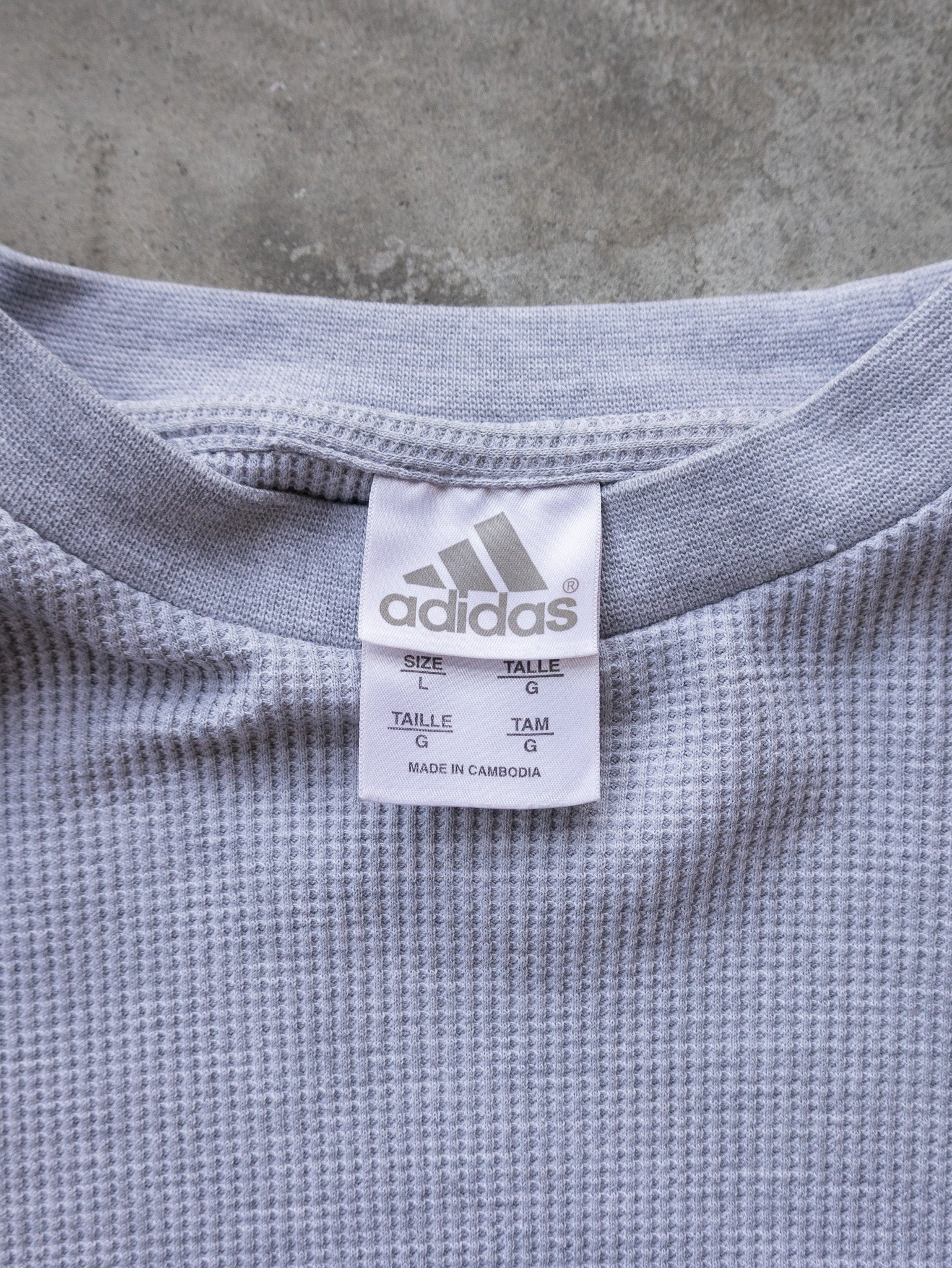 Vintage 00s Grey Adidas Waffle Knit Long Sleeve (L)