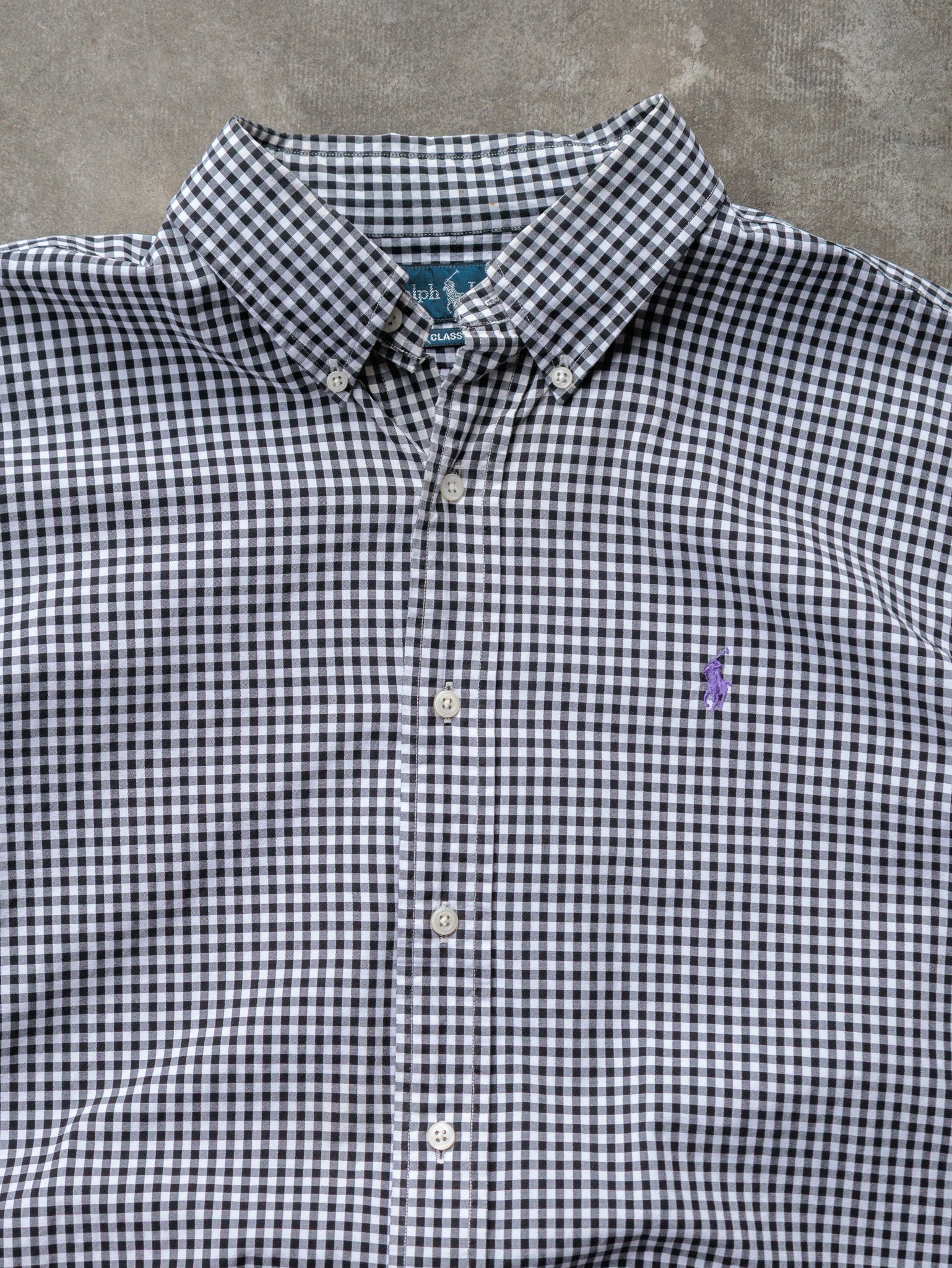 Vintage Black Gingham Ralph Lauren Shirt (XL)