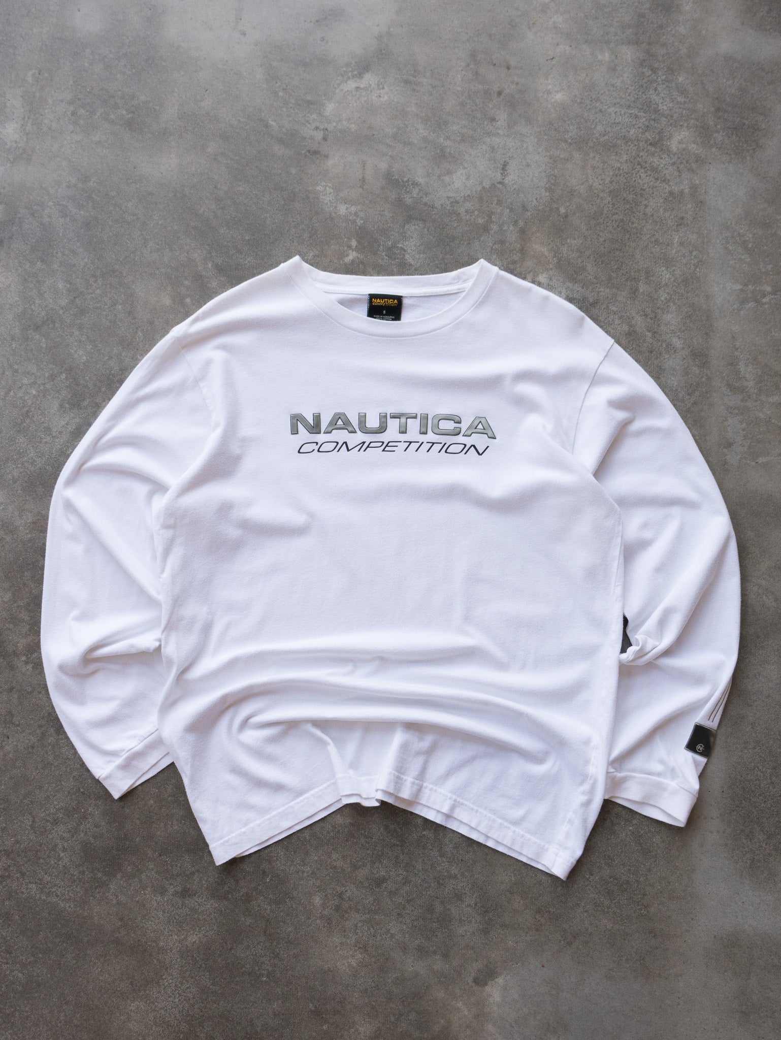 Vintage 00s White Nautica Competition Long Sleeve (S)