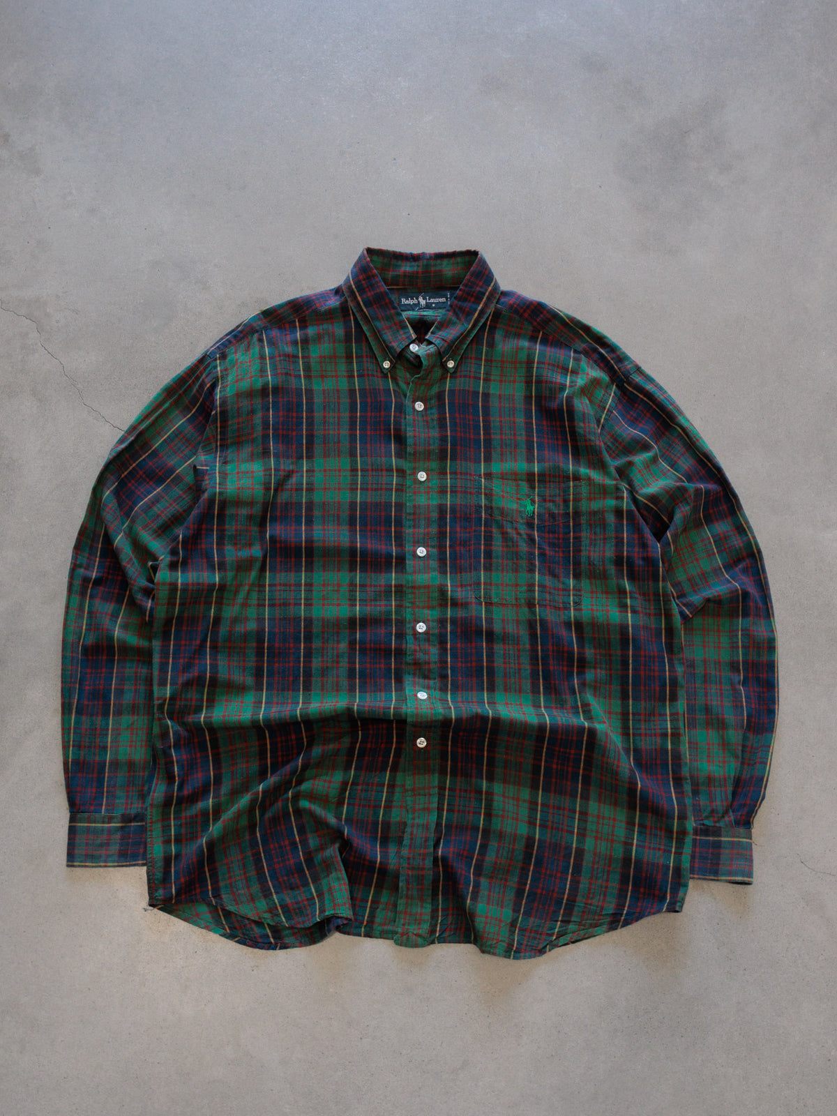 Vintage Green Plaid Ralph Lauren Shirt (L)