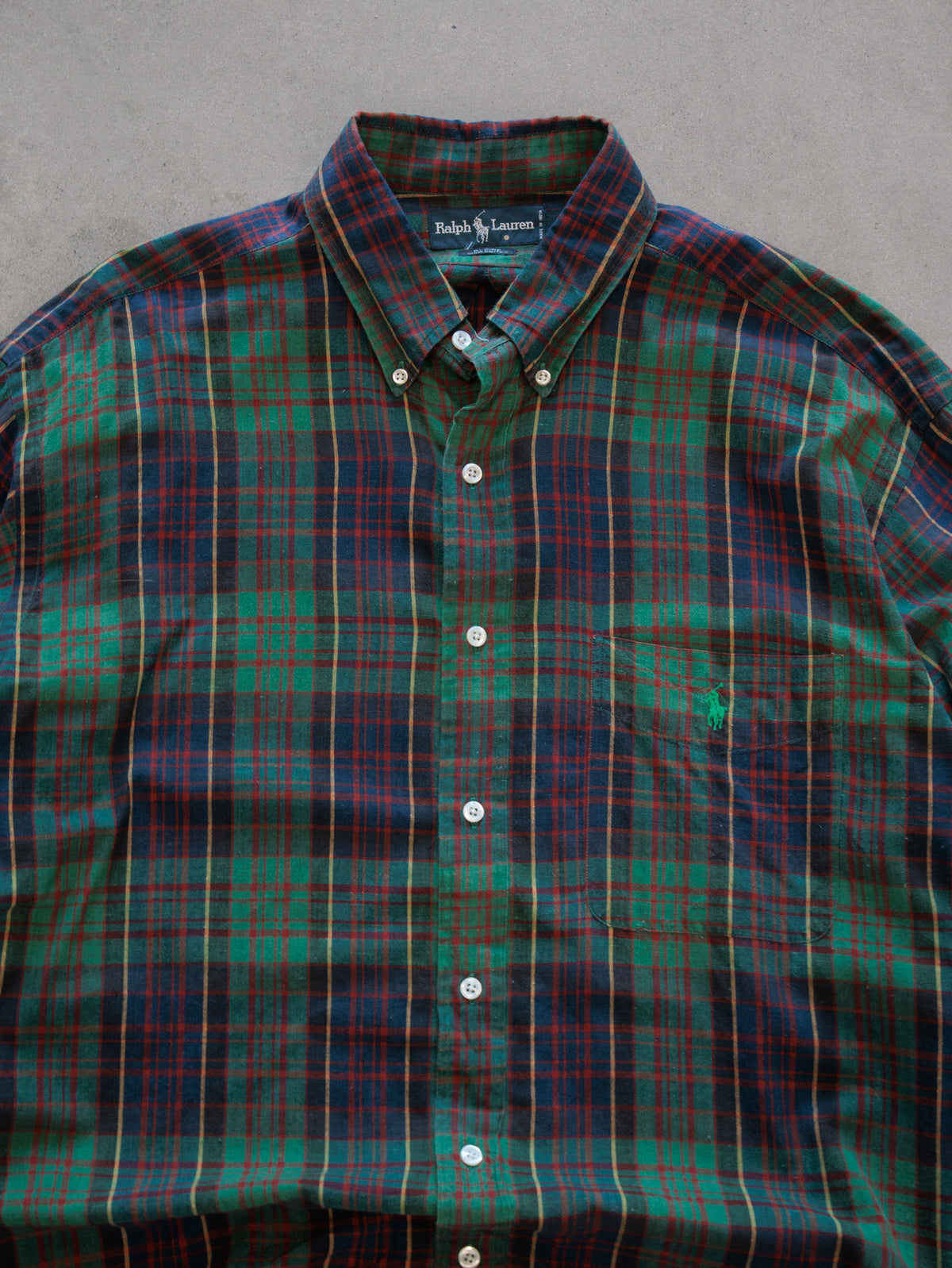 Vintage Green Plaid Ralph Lauren Shirt (L)