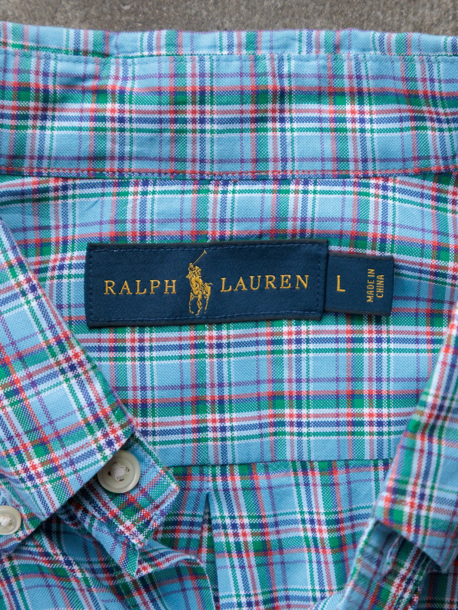 Vintage Blue Plaid Ralph Lauren Shirt (L)