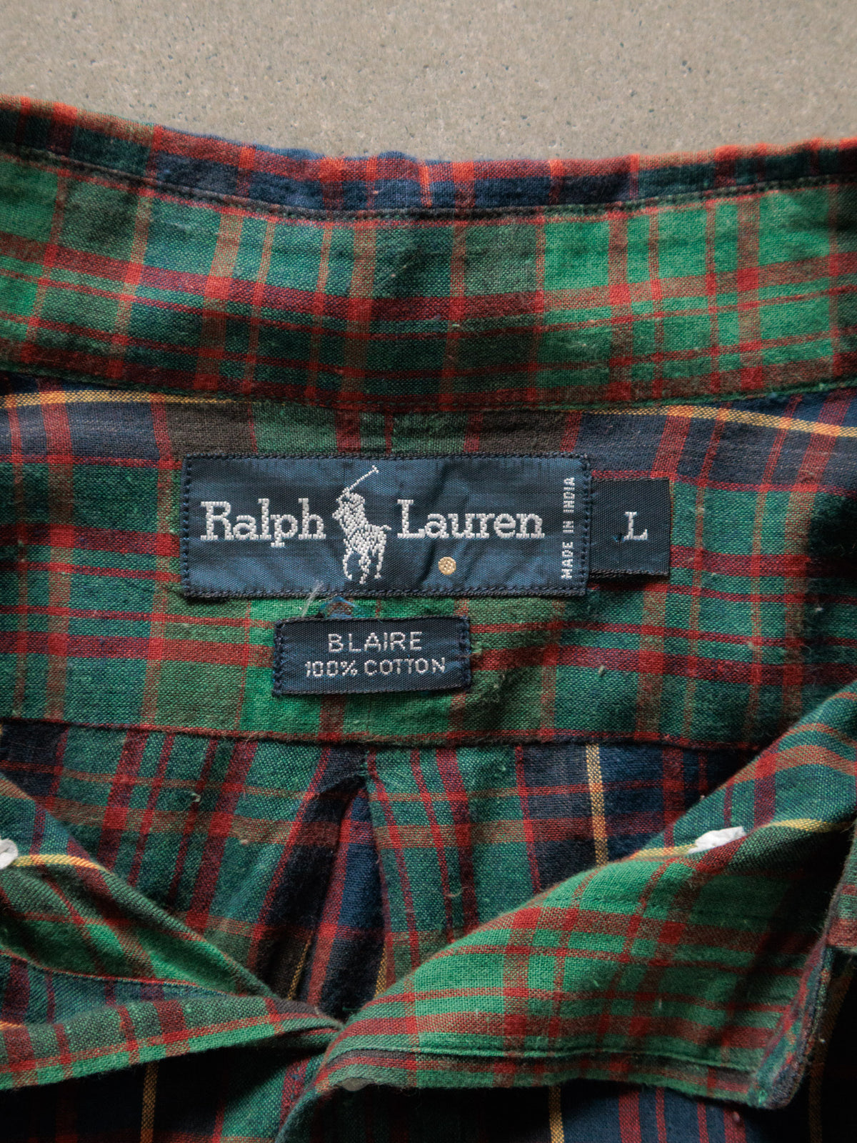 Vintage Green Plaid Ralph Lauren Shirt (L)