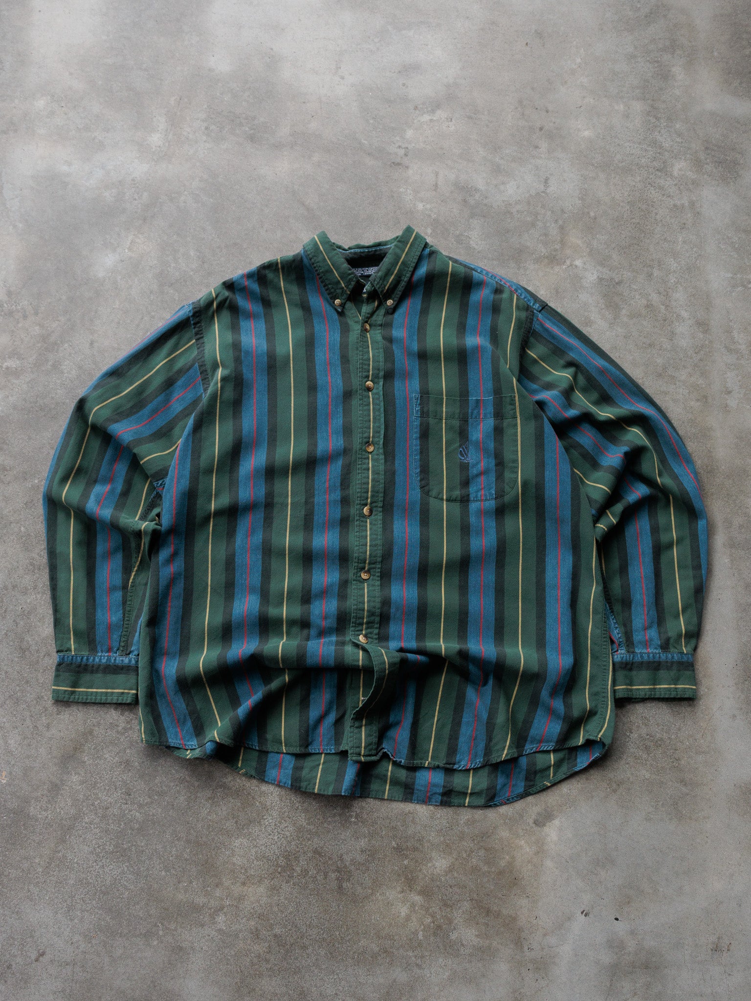 Vintage 90s Green Striped Nautica Shirt (L)