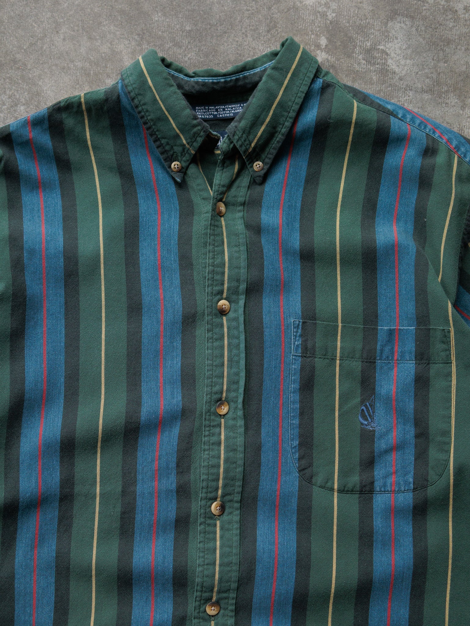 Vintage 90s Green Striped Nautica Shirt (L)