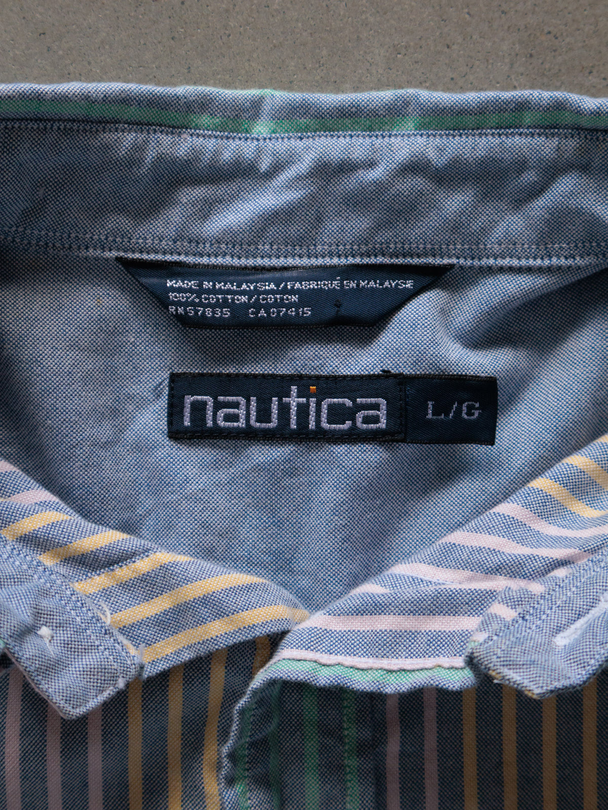 Vintage 00s Blue Striped Nautica Shirt (L)
