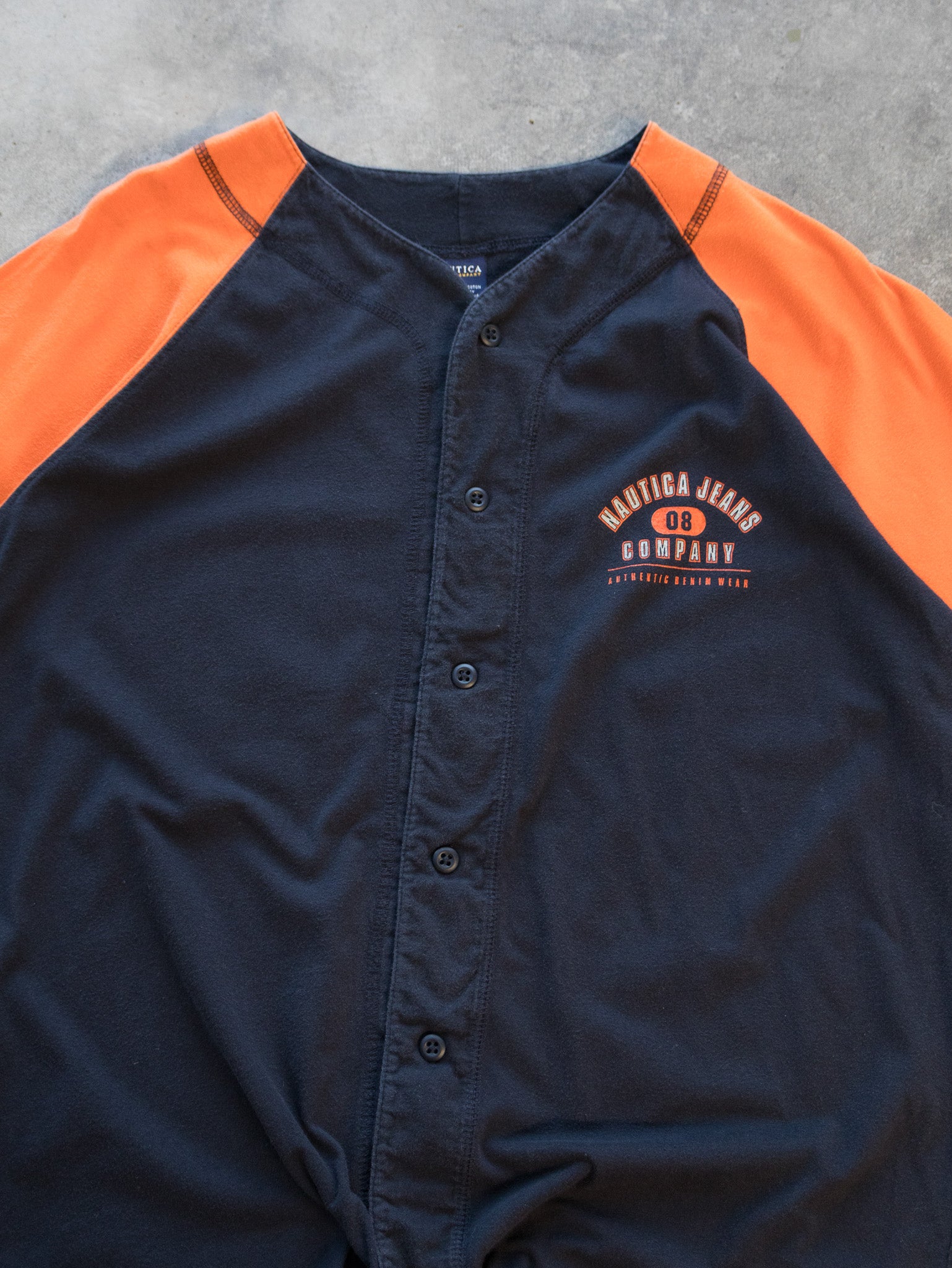 Vintage Navy Nautica Button Tee (M)