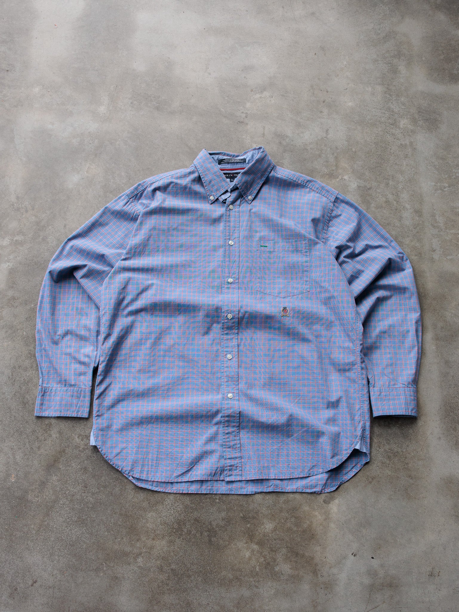 Vintage 00s Blue Plaid Tommy Hilfiger Shirt (L)