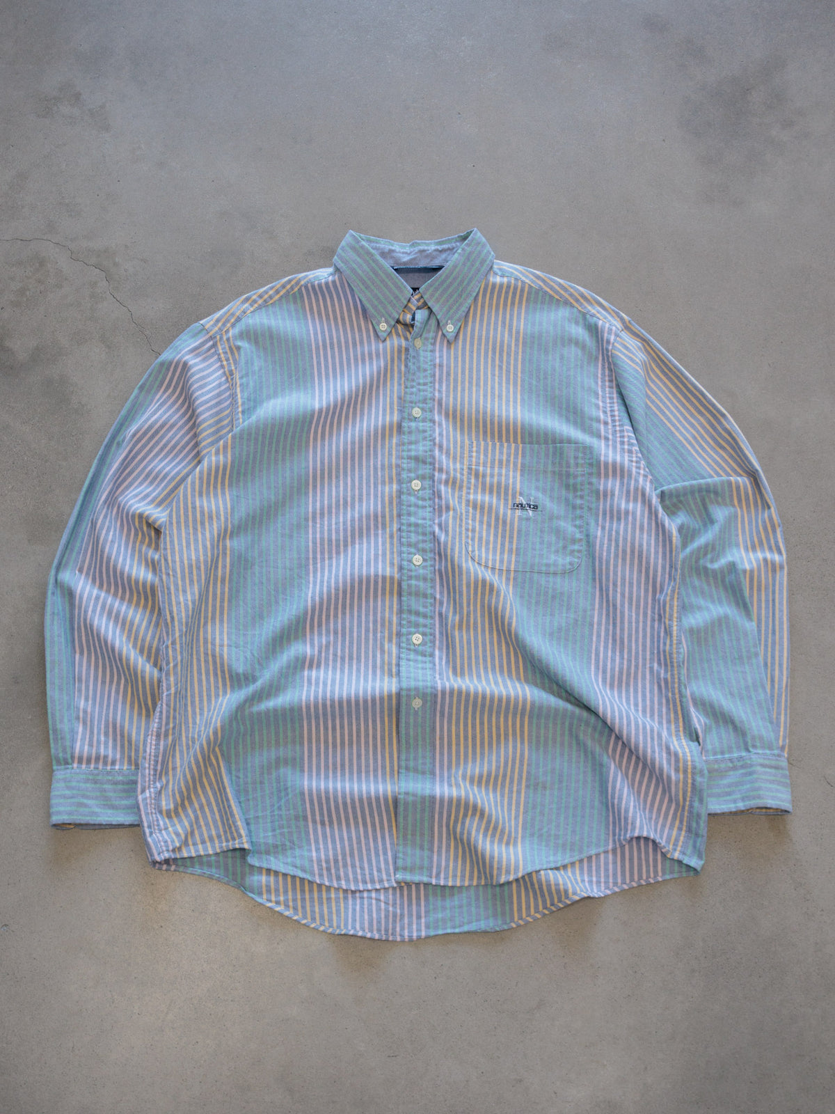 Vintage 00s Blue Striped Nautica Shirt (L)