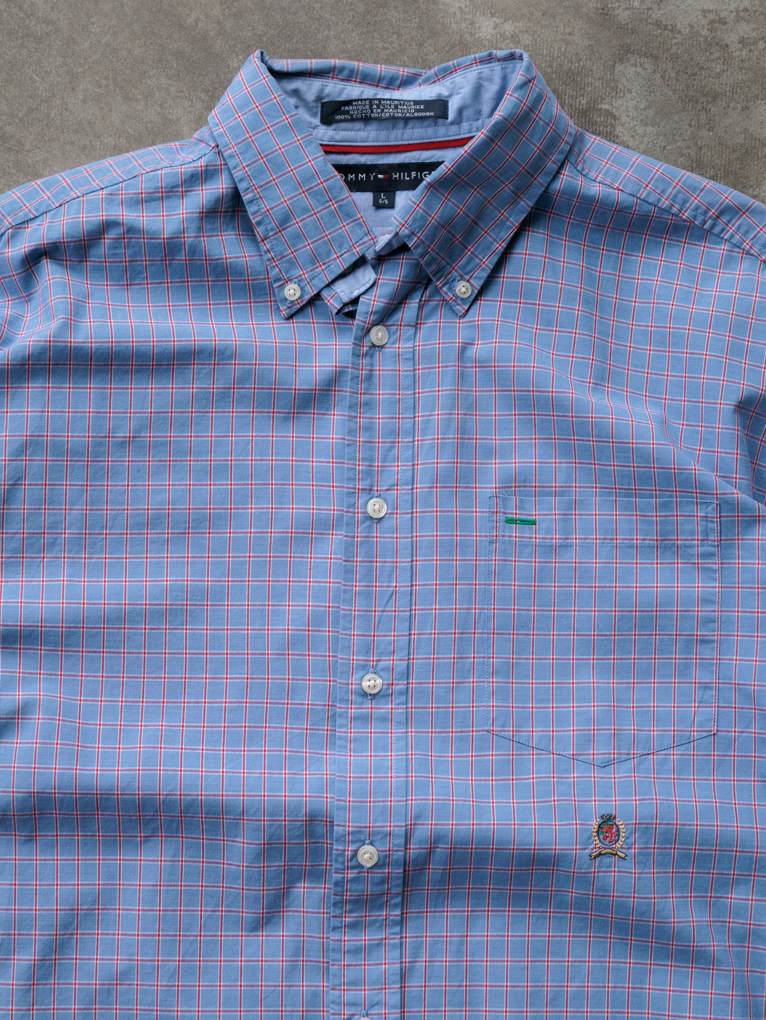 Vintage 00s Blue Plaid Tommy Hilfiger Shirt (L)
