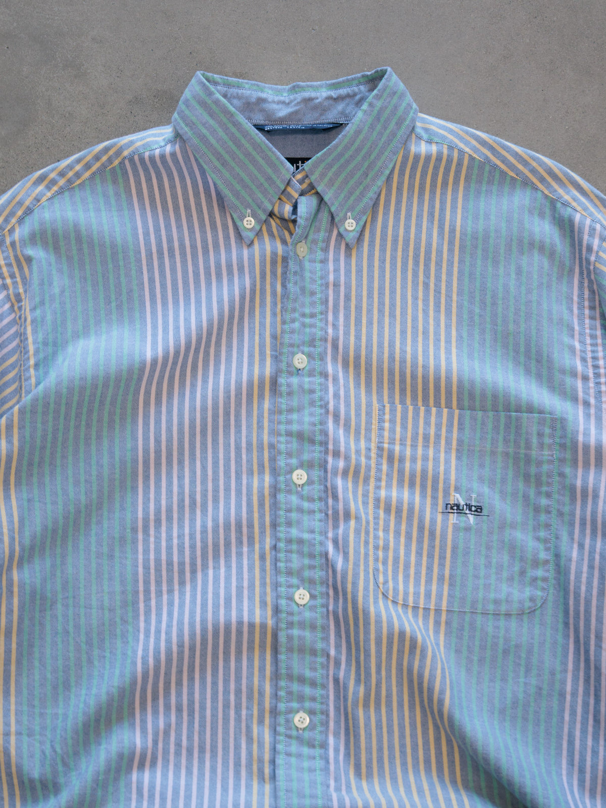 Vintage 00s Blue Striped Nautica Shirt (L)