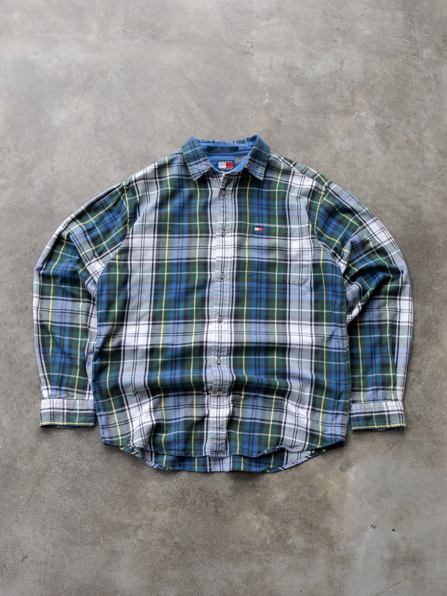 Vintage 00s Green Plaid Tommy Hilfiger Flannel Shirt (XL)